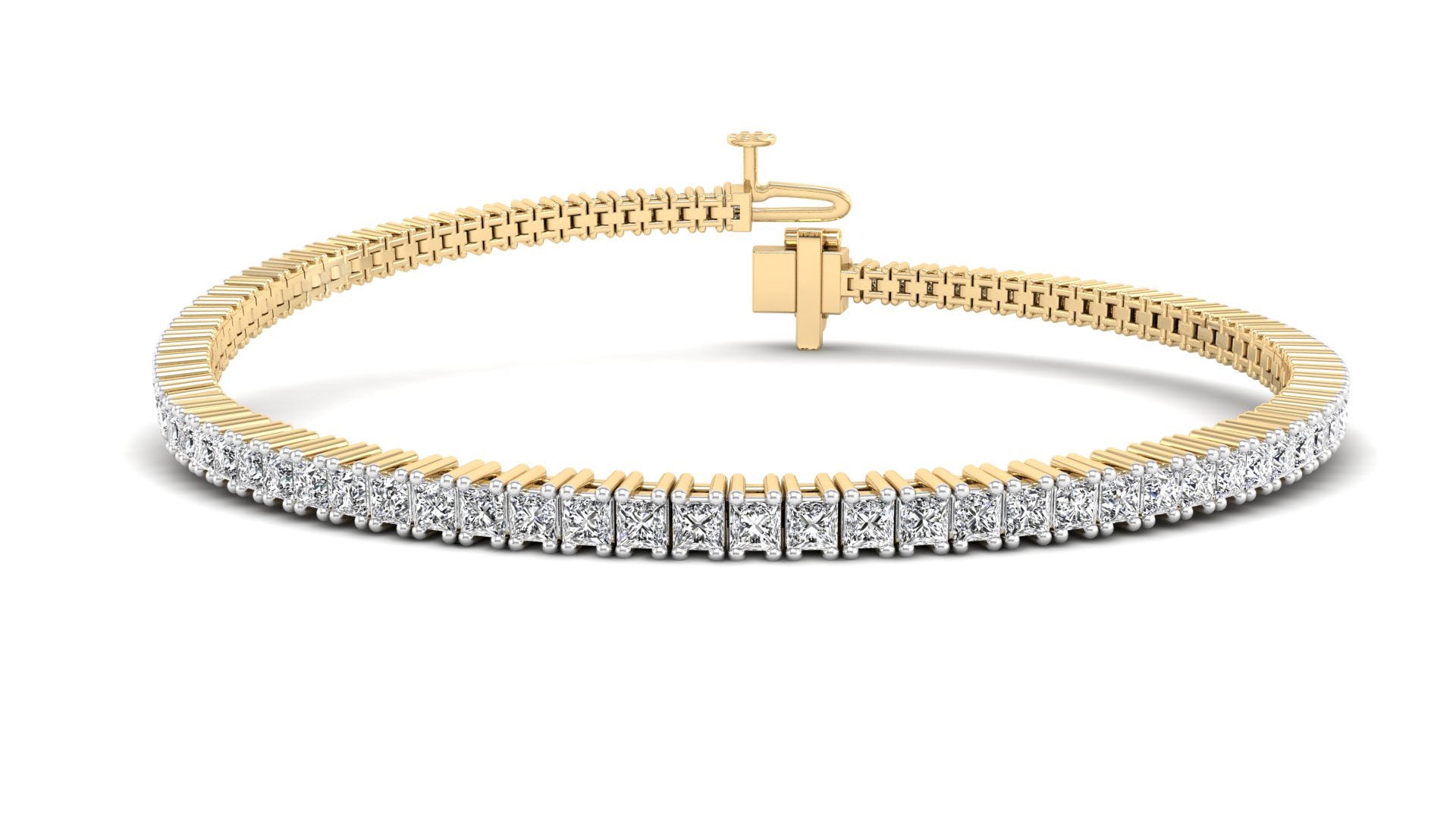 Lab Grown Princess Cut 1.7 mm Diamond Tennis Bracelet