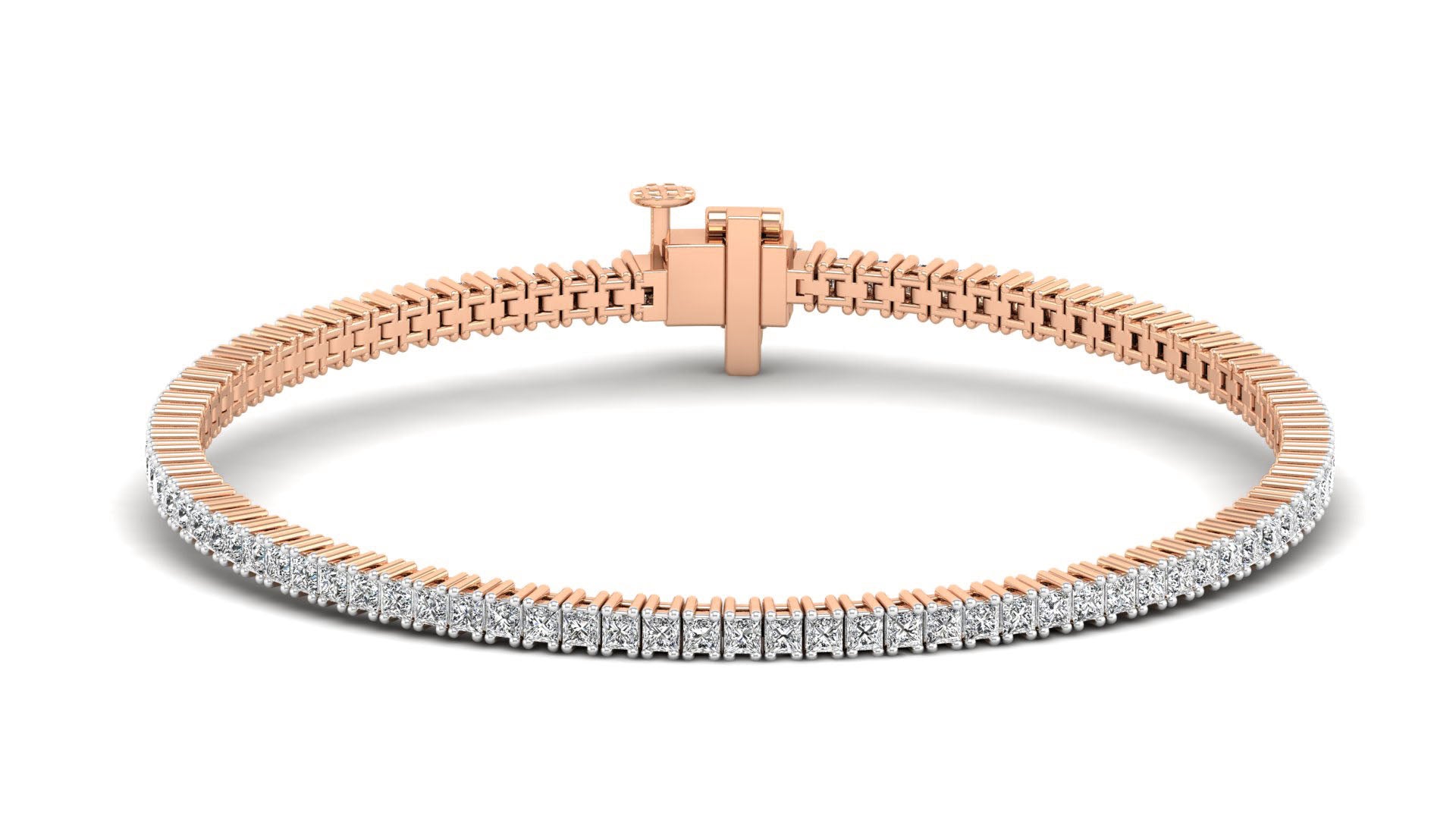 Lab Grown Princess Cut 1.7 mm Diamond Tennis Bracelet