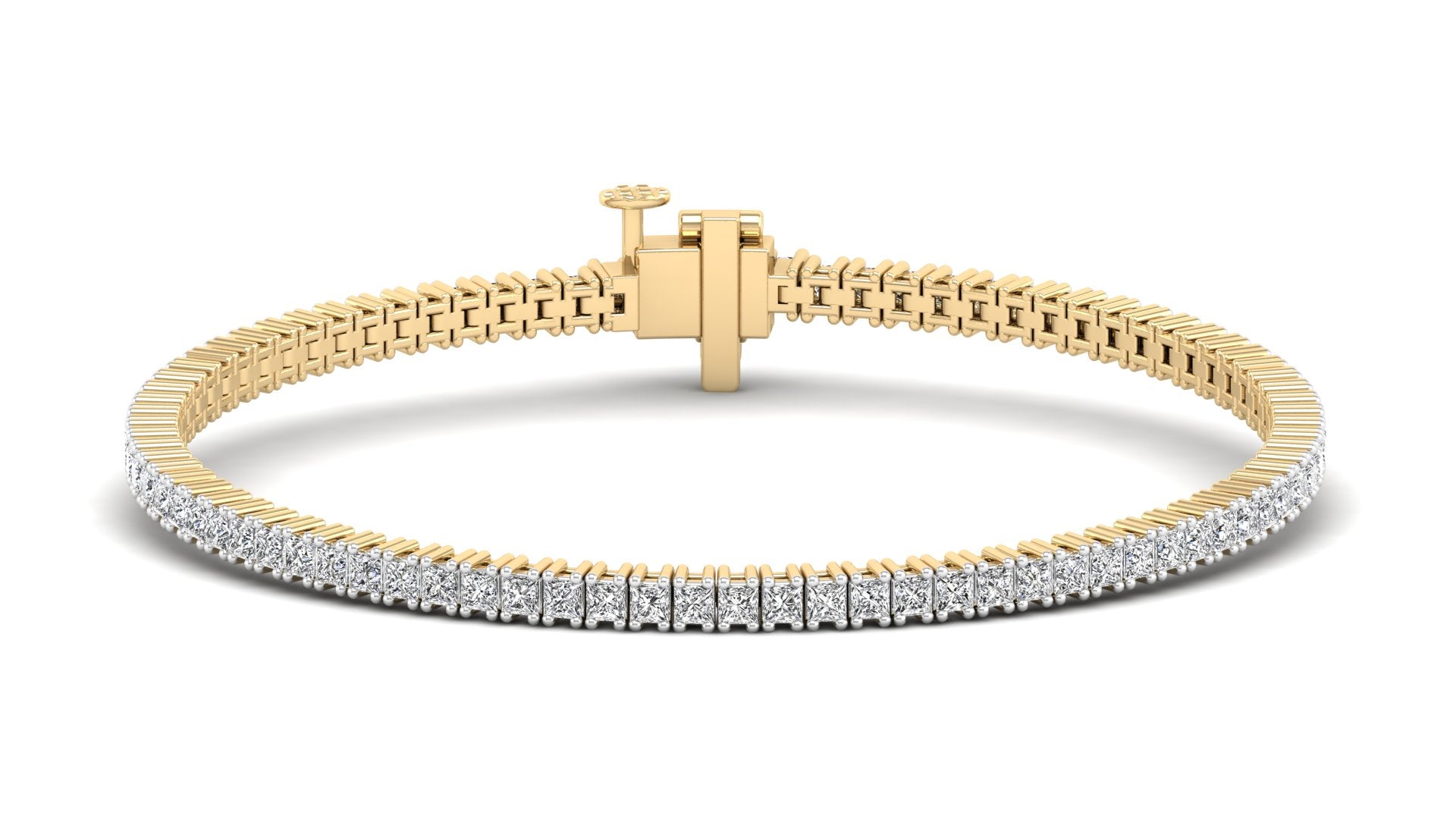 Lab Grown Princess Cut 1.9 mm Diamond Tennis Bracelet