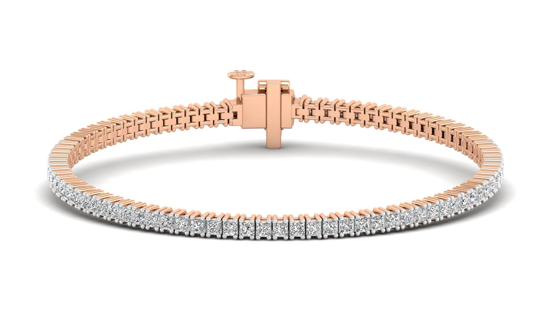 Lab Grown Princess Cut 1.9 mm Diamond Tennis Bracelet