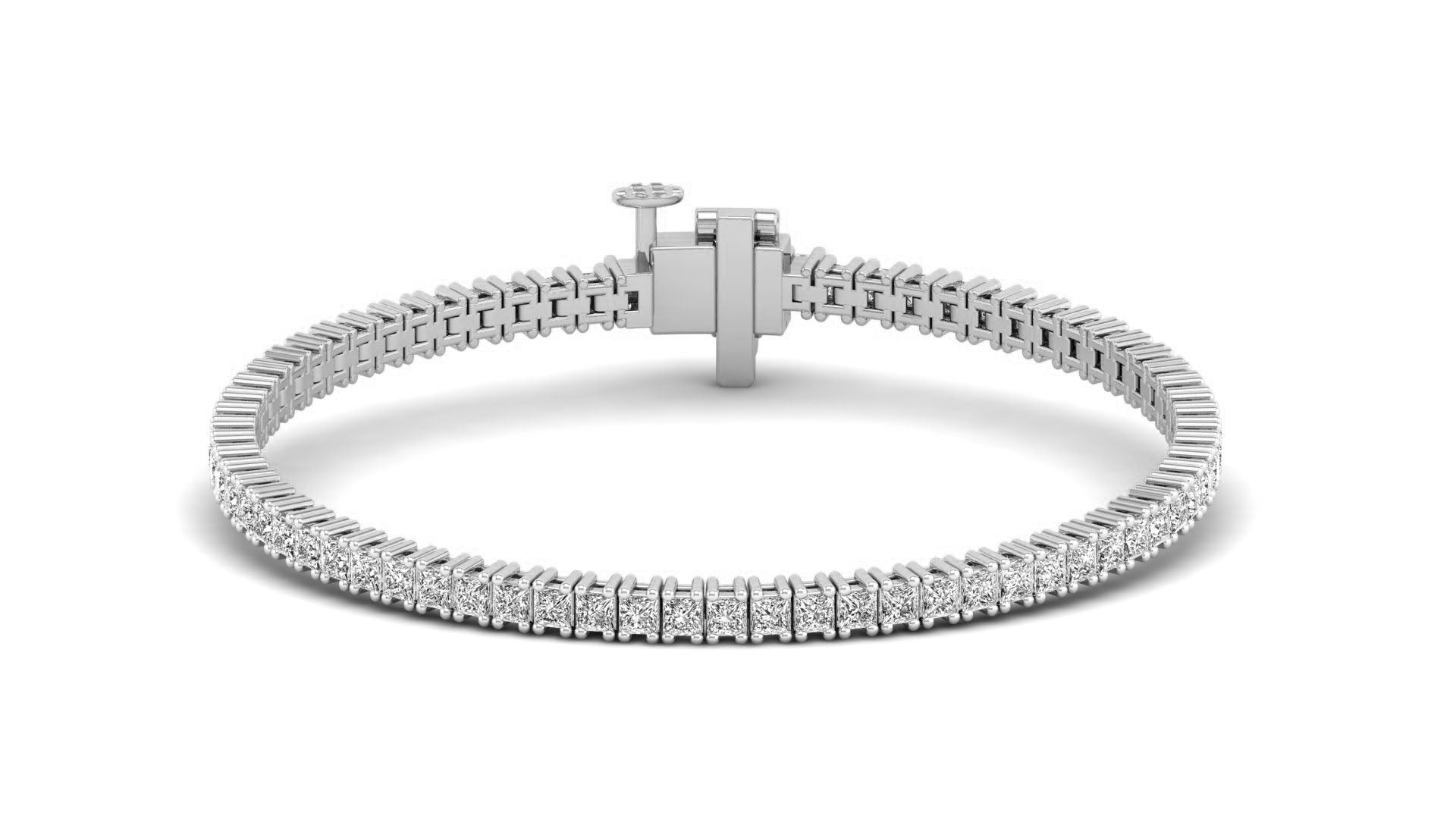 Lab Grown Princess Cut 2.15 mm Diamond Tennis Bracelet
