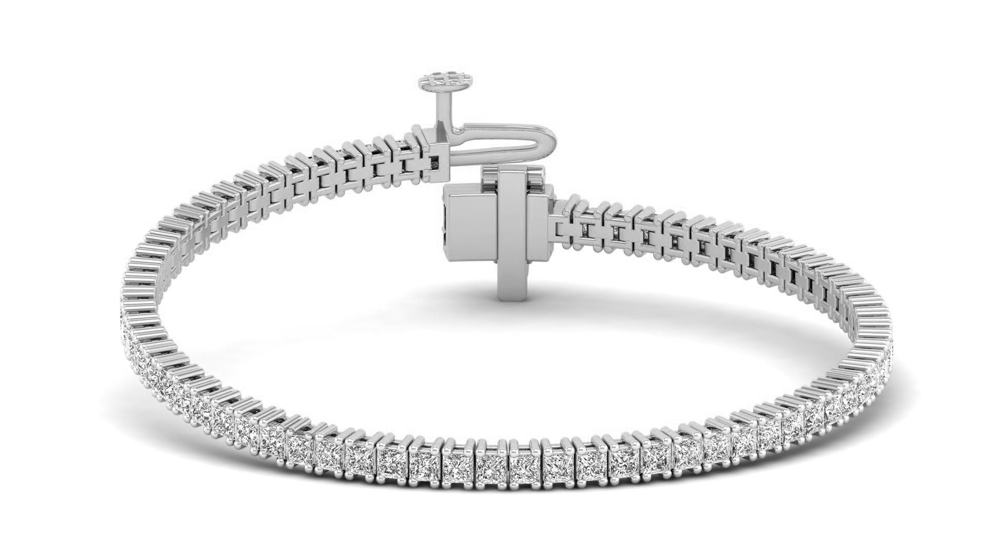 Lab Grown Princess Cut 2.15 mm Diamond Tennis Bracelet