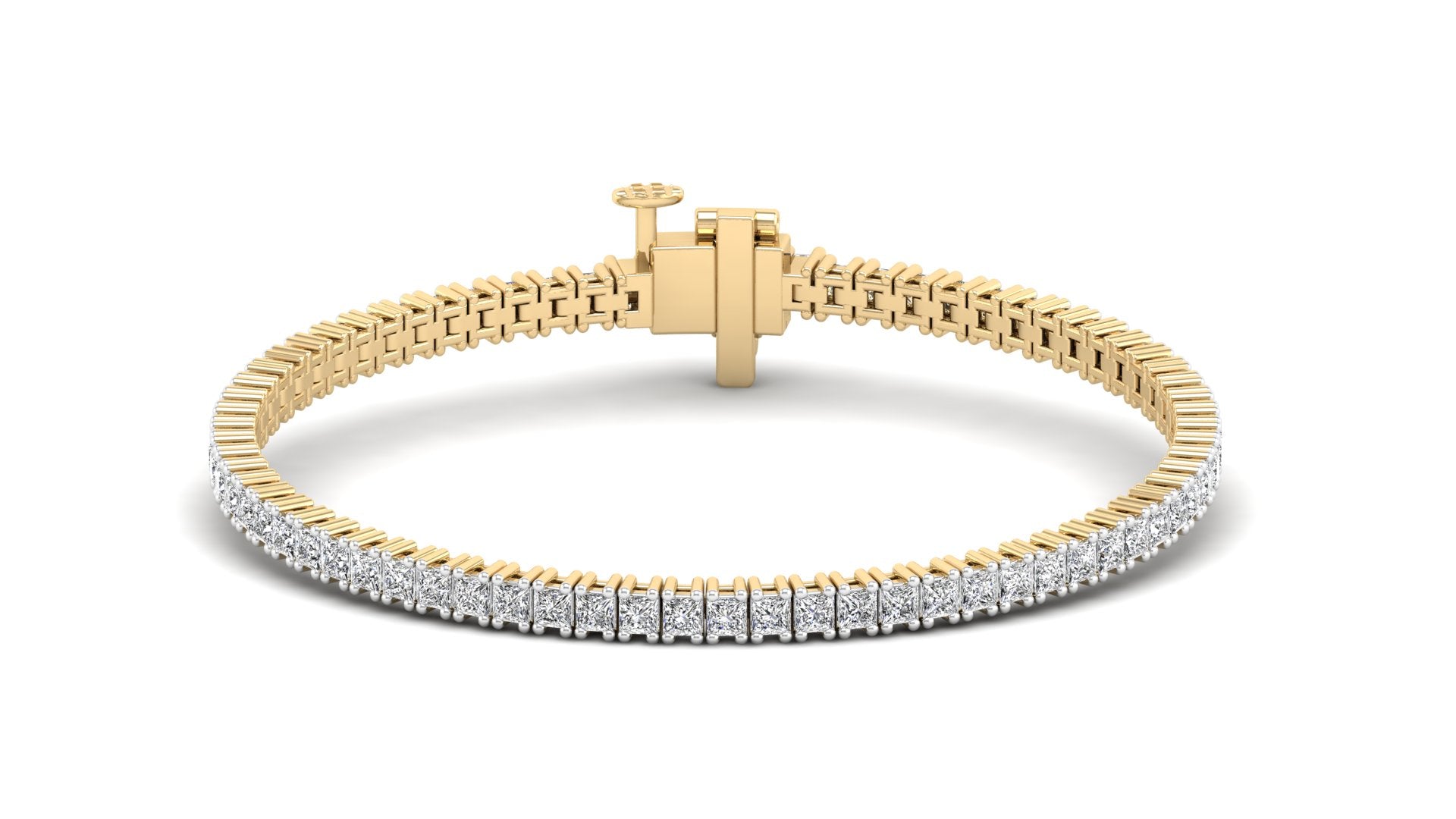 Gold bracelet with diamonds on a white background