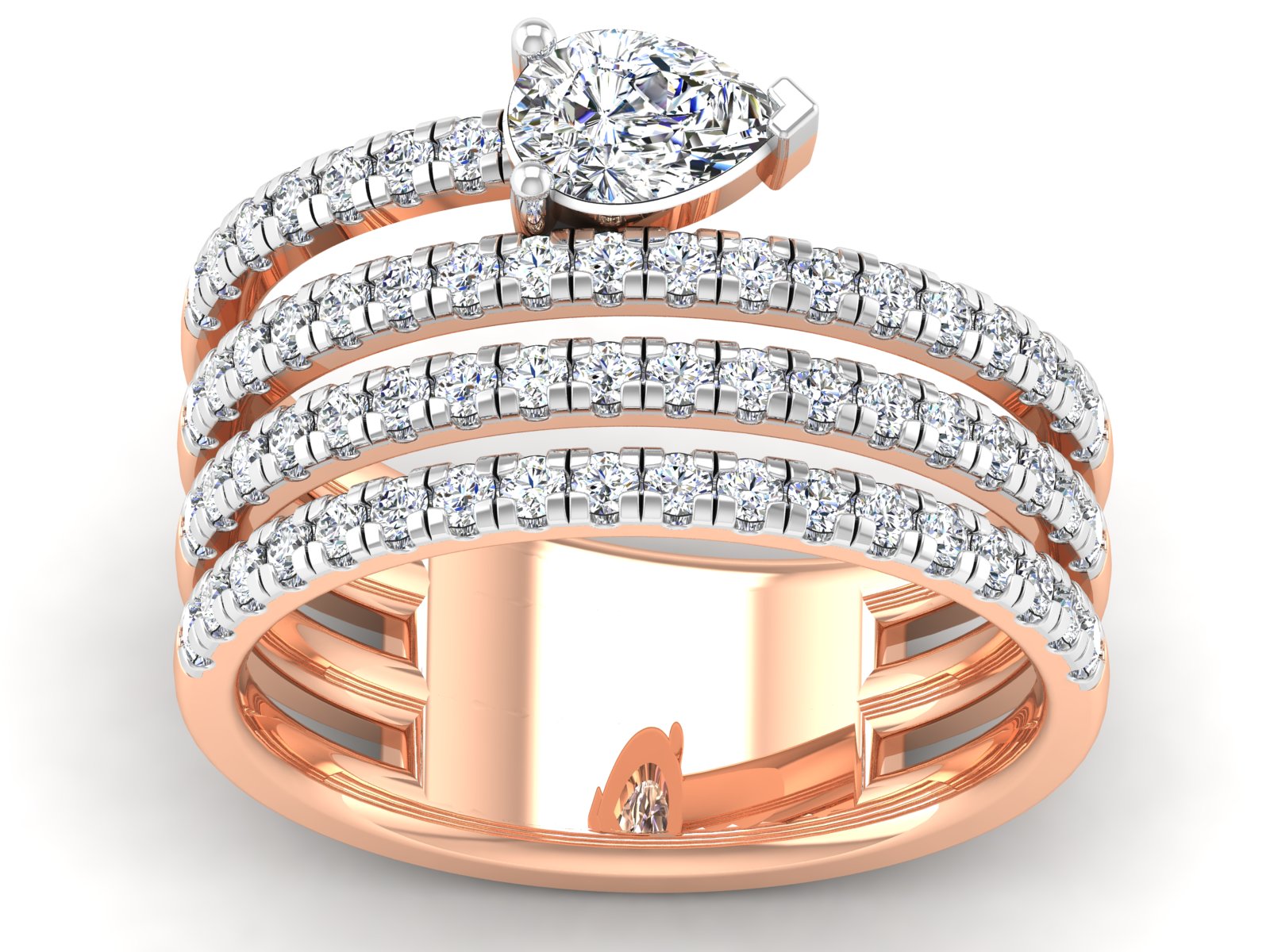 Pear Diamond Crossover Ring