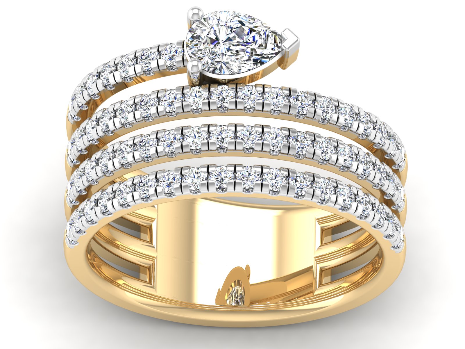 Pear Diamond Crossover Ring