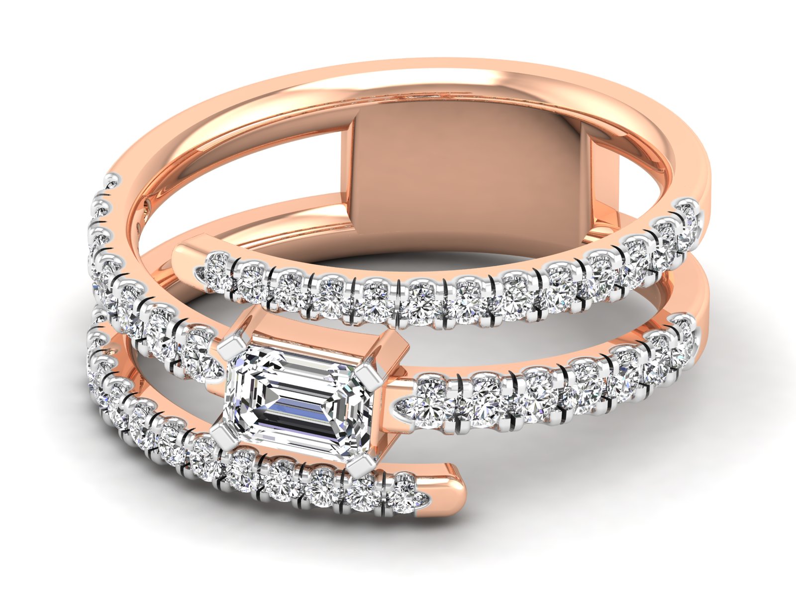 Emerald Diamond Crossover Ring