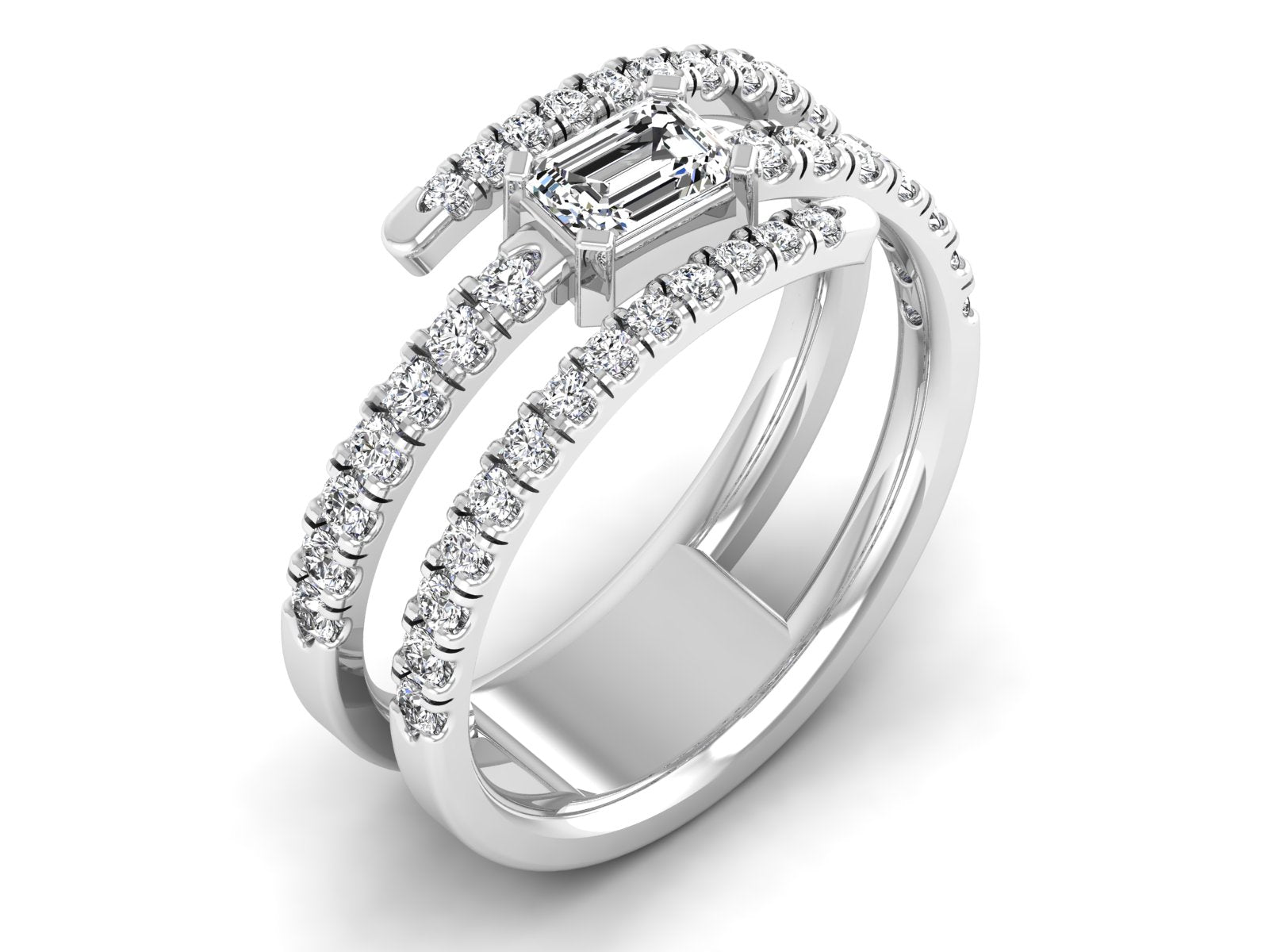 Emerald Diamond Crossover Ring