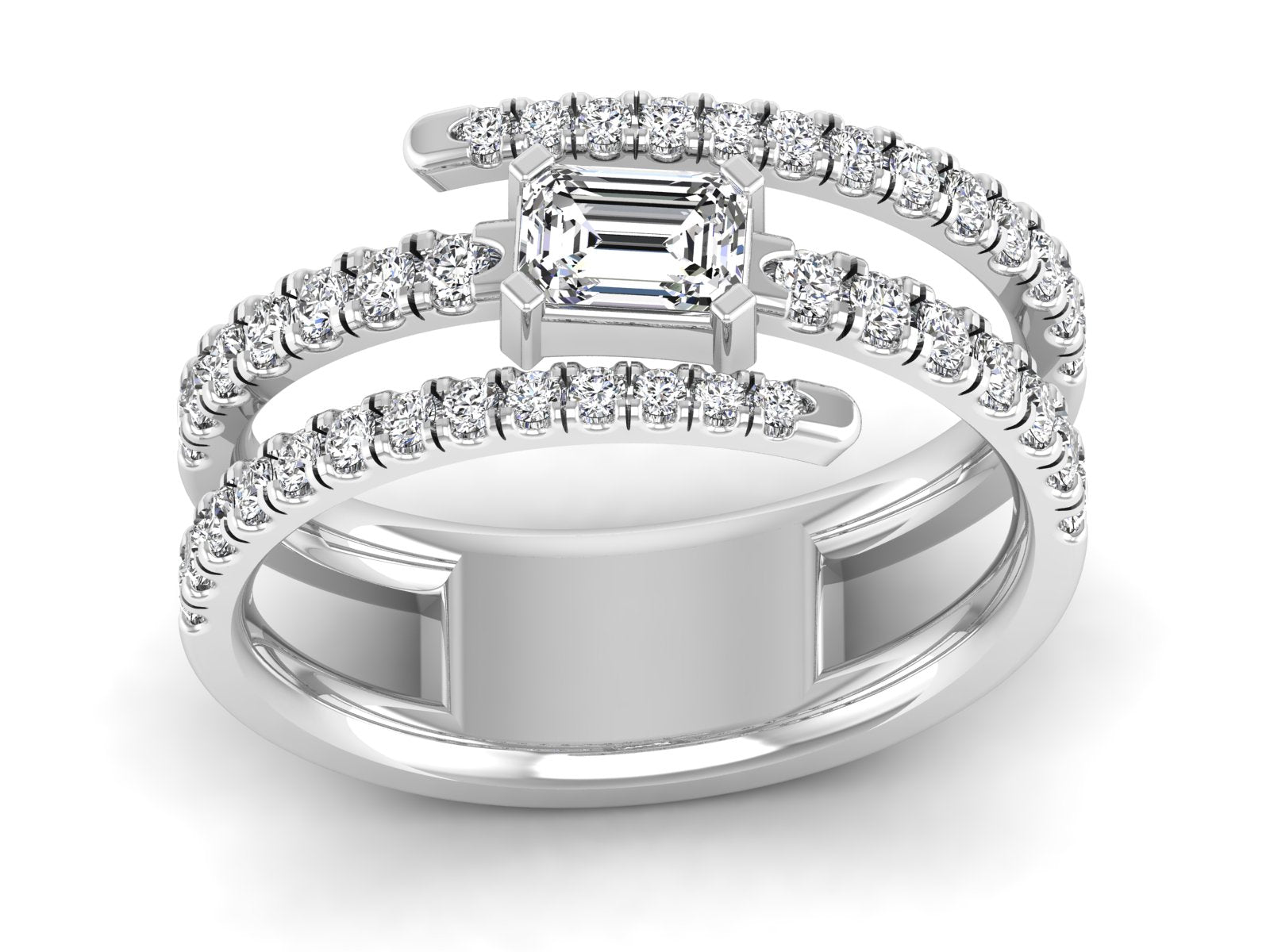 Emerald Diamond Crossover Ring