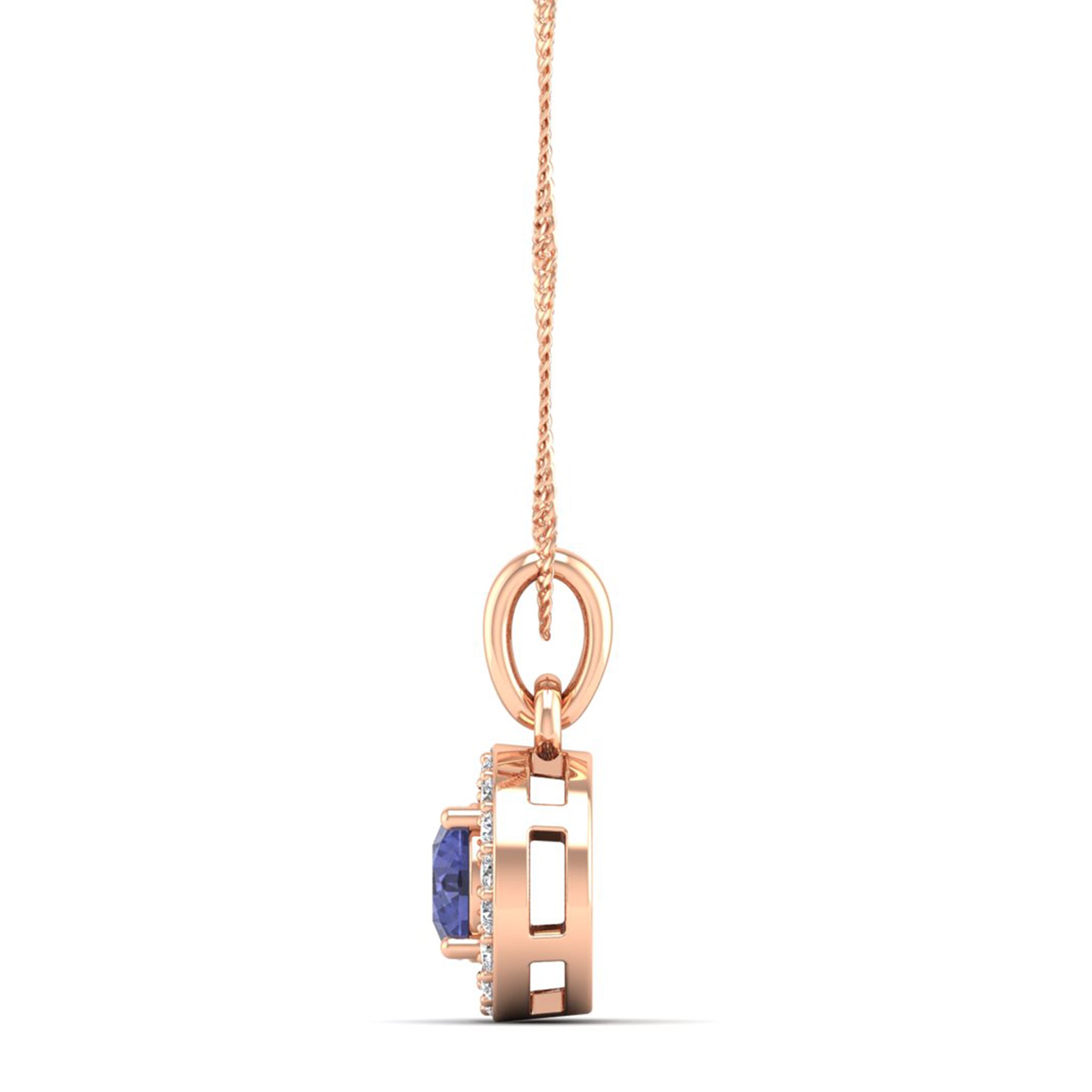 Classic Round Tanzanite Pendant with Accent Stones  5.0 mm Center