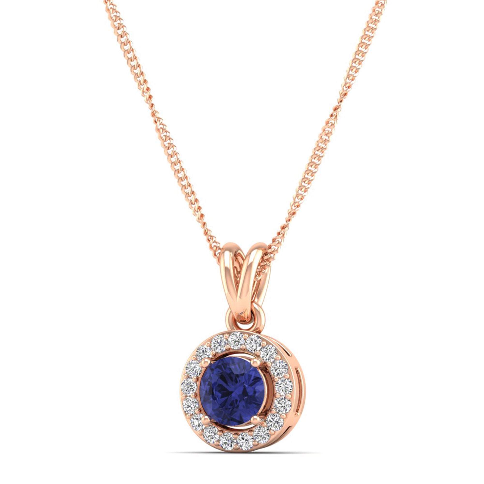 Classic Round Tanzanite Pendant with Accent Stones  5.0 mm Center
