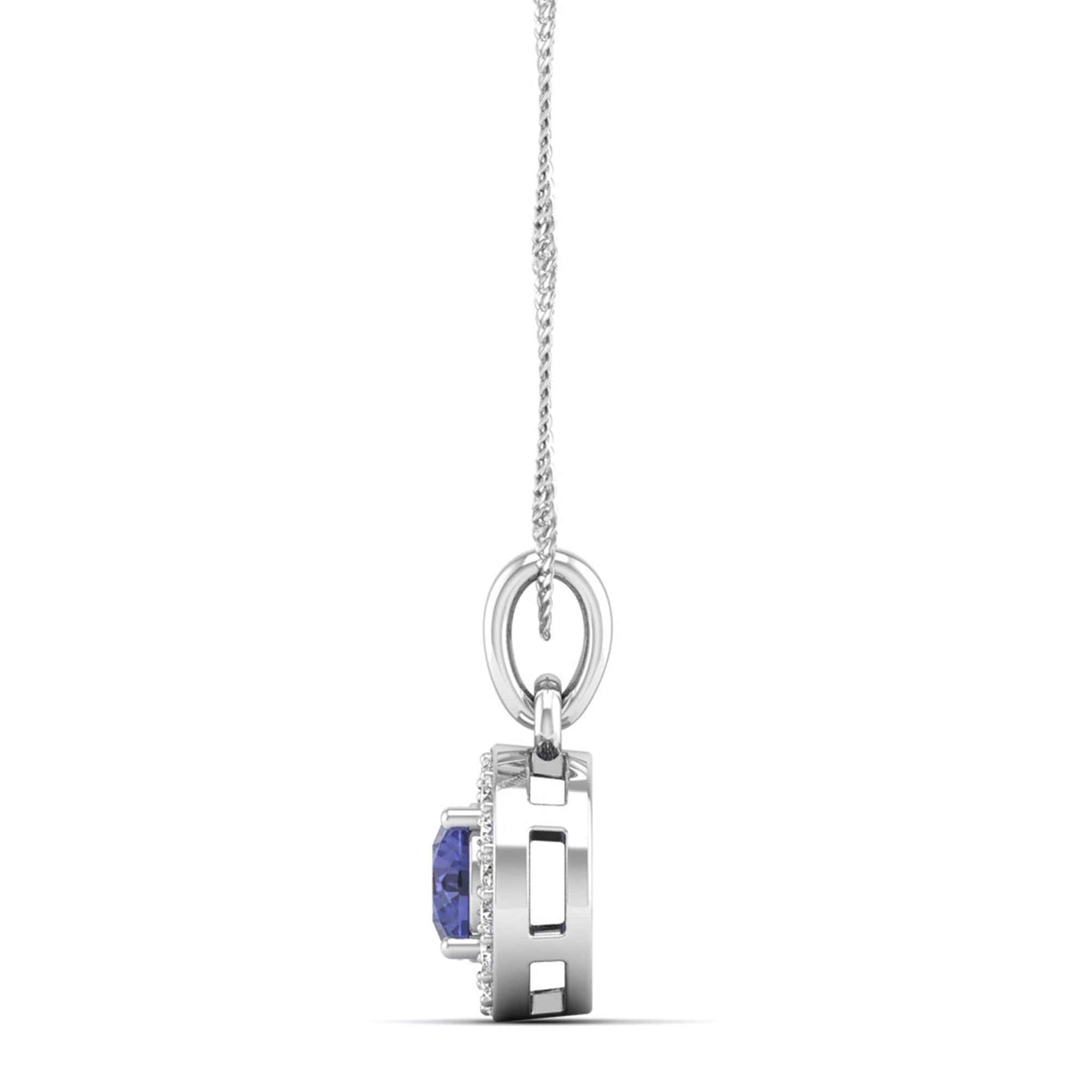 Classic Round Tanzanite Pendant with Accent Stones  5.0 mm Center
