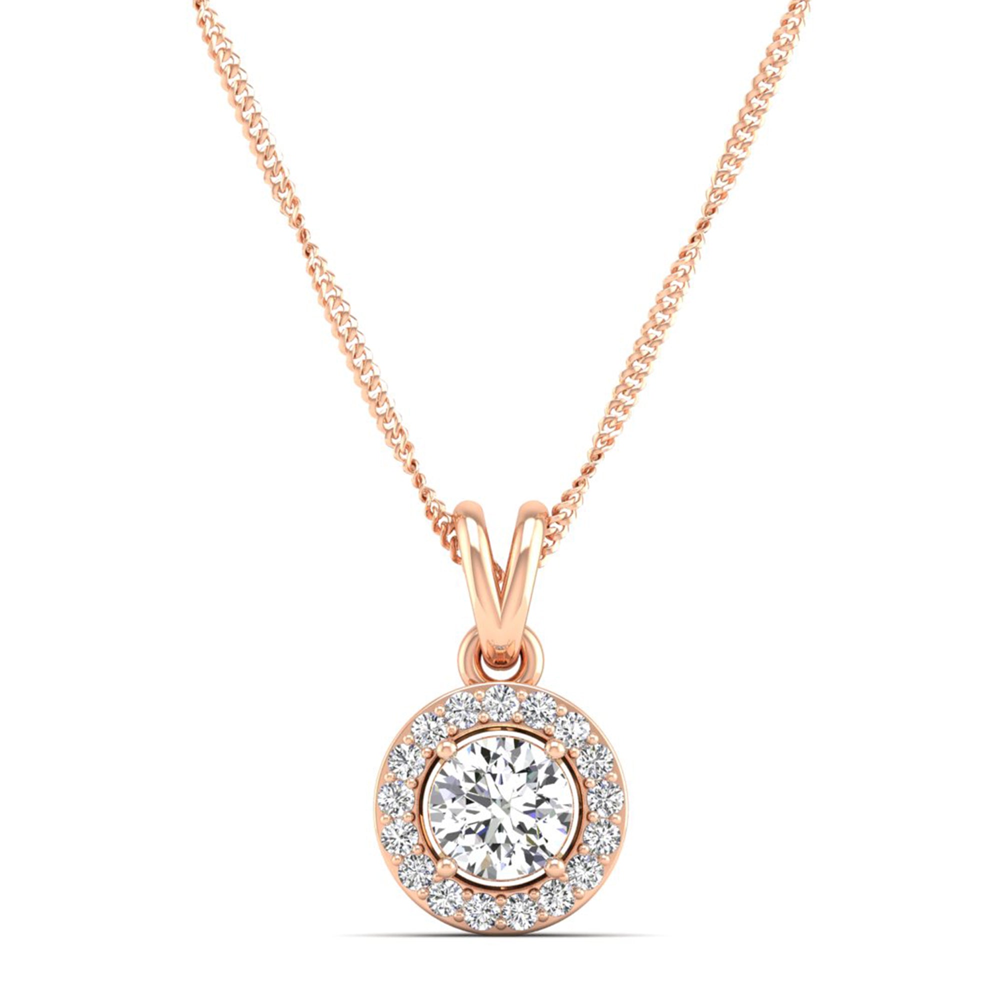 Classic Round Cut Lab Grown Diamond Pendant – 5.0 mm Center Stone