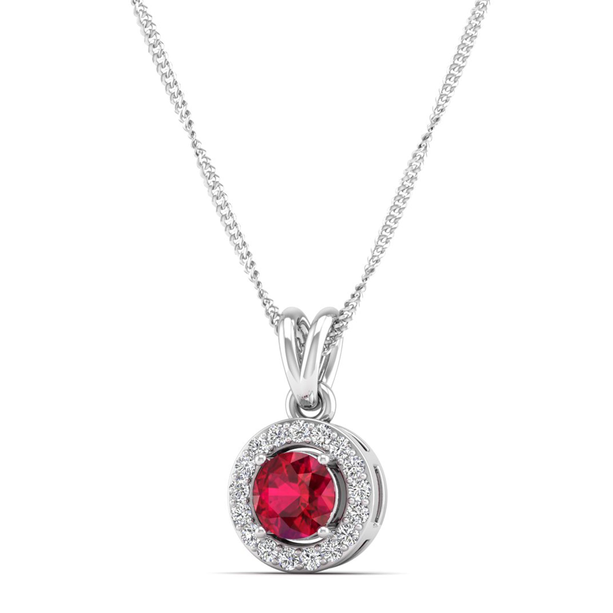 Classic Round Ruby Pendant with Accent Stones  5.0 mm Center