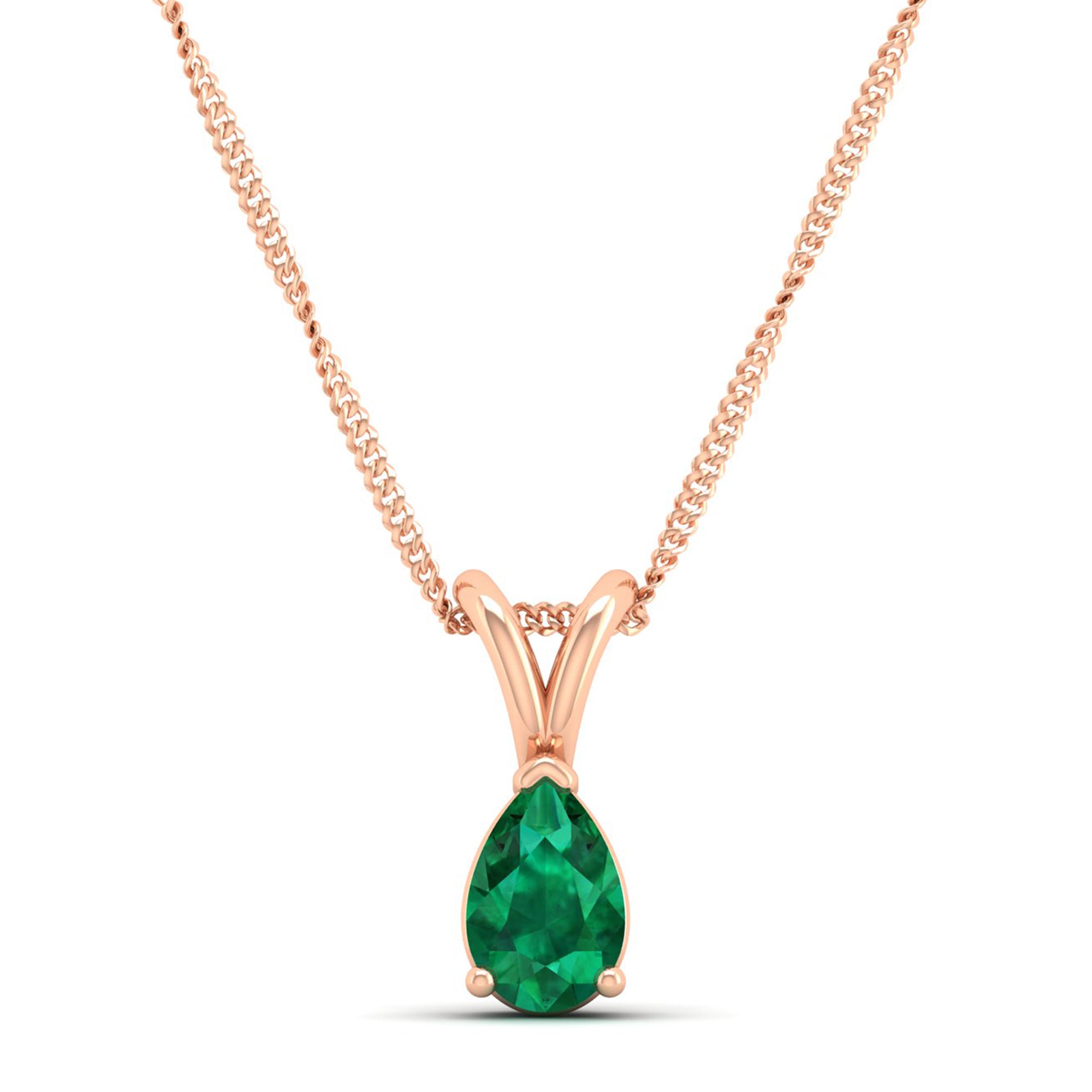 Pear Cut Emerald Pendant 1.0 Carat