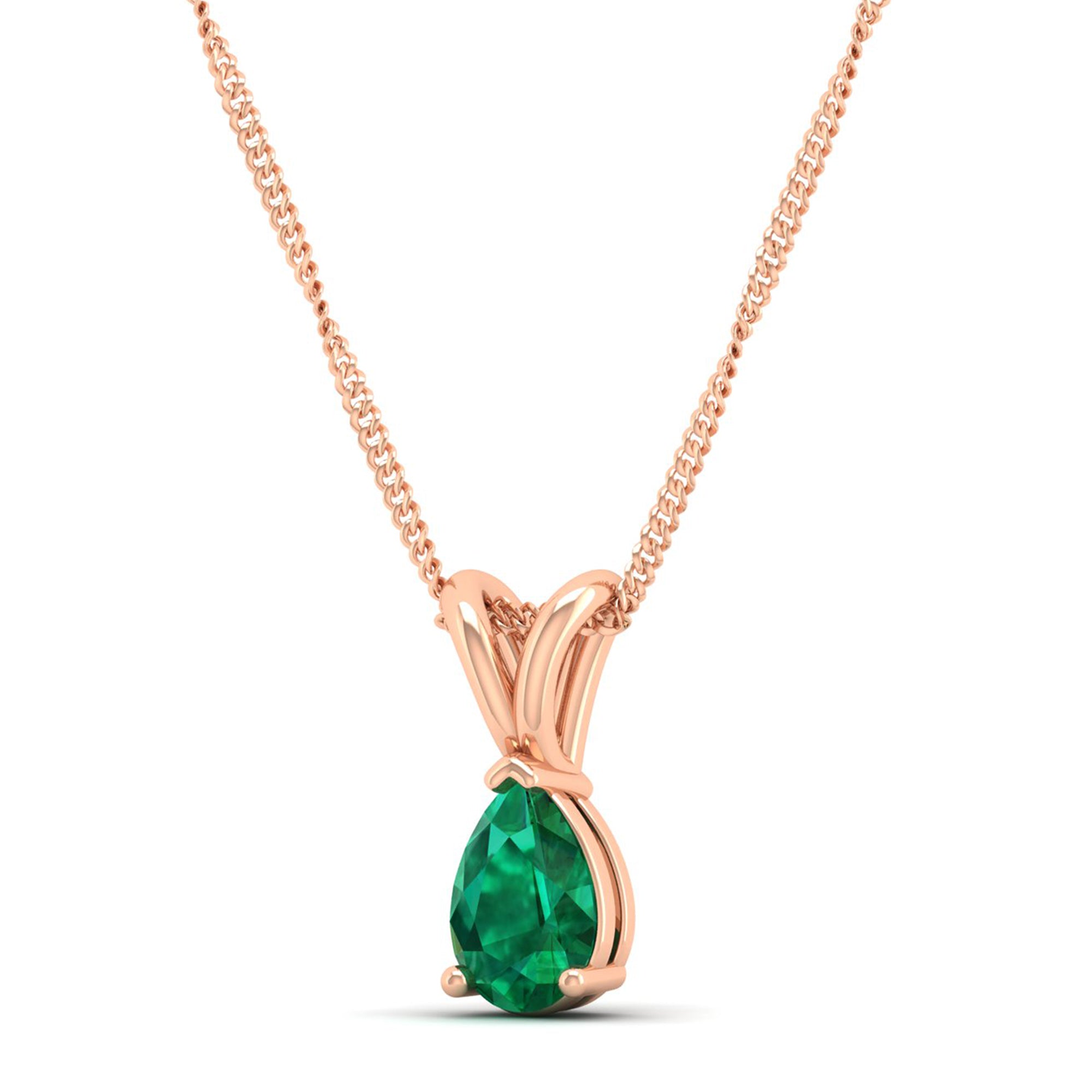 Pear Cut Emerald Pendant 1.0 Carat
