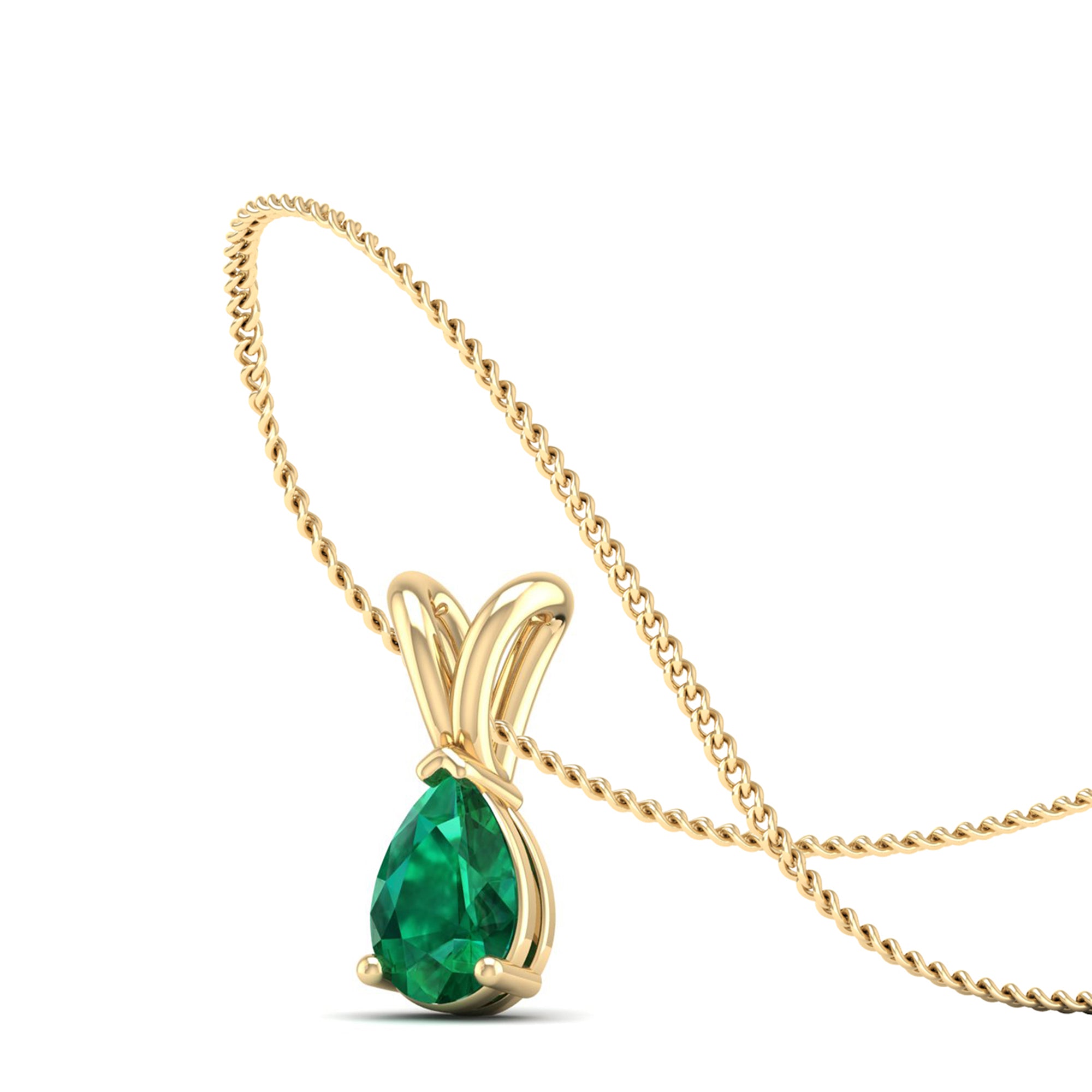 Pear Cut Emerald Pendant 1.0 Carat