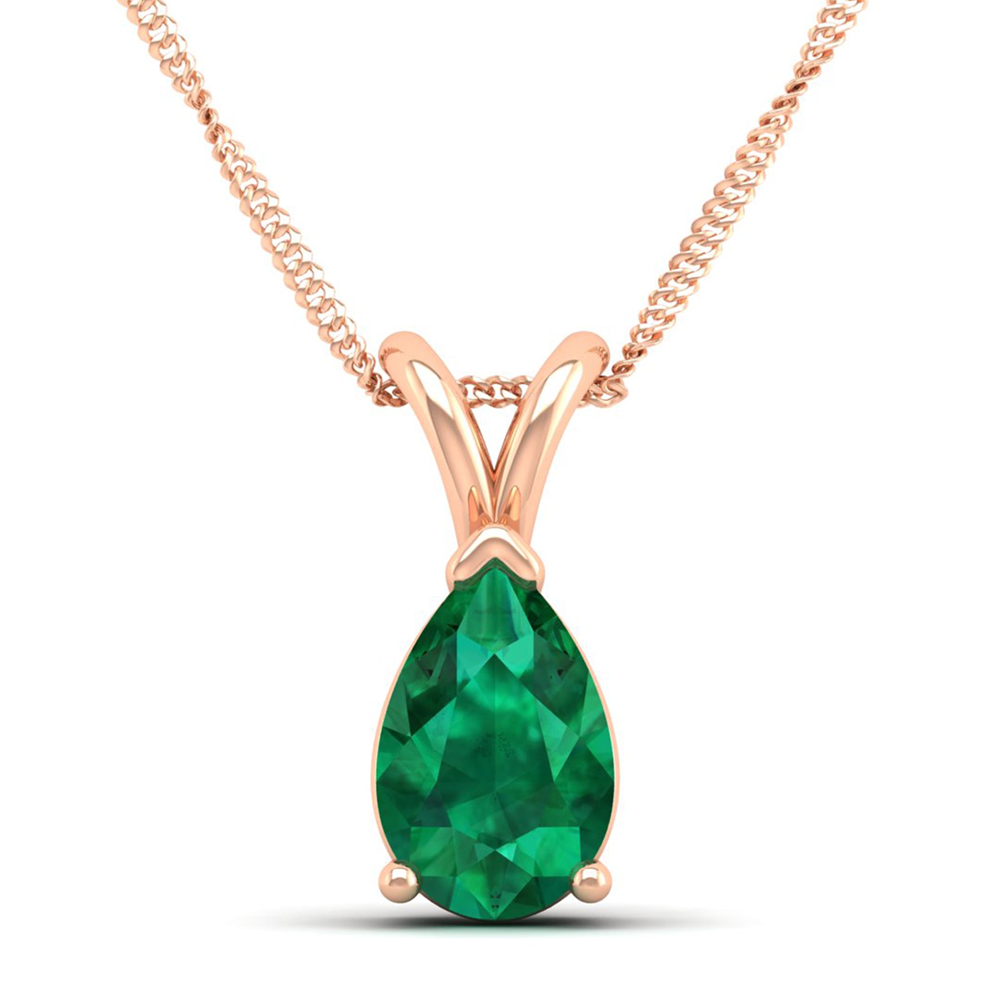 Pear Cut Emerald Pendant  3.00 Carat