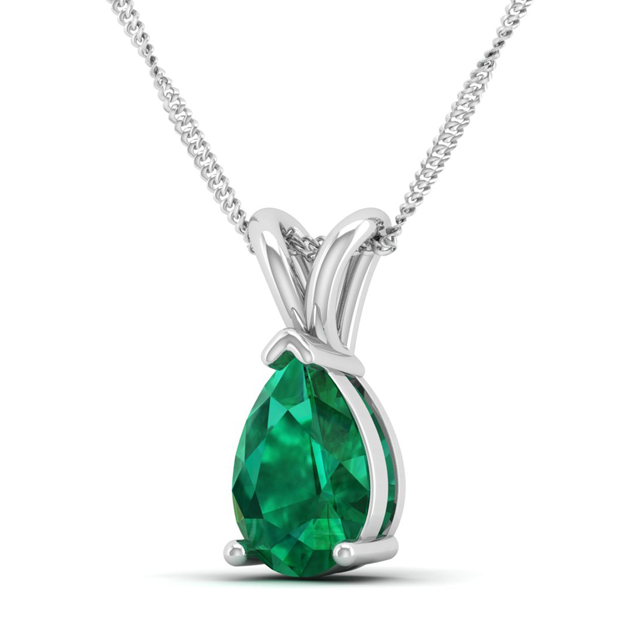 Pear Cut Emerald Pendant  3.00 Carat