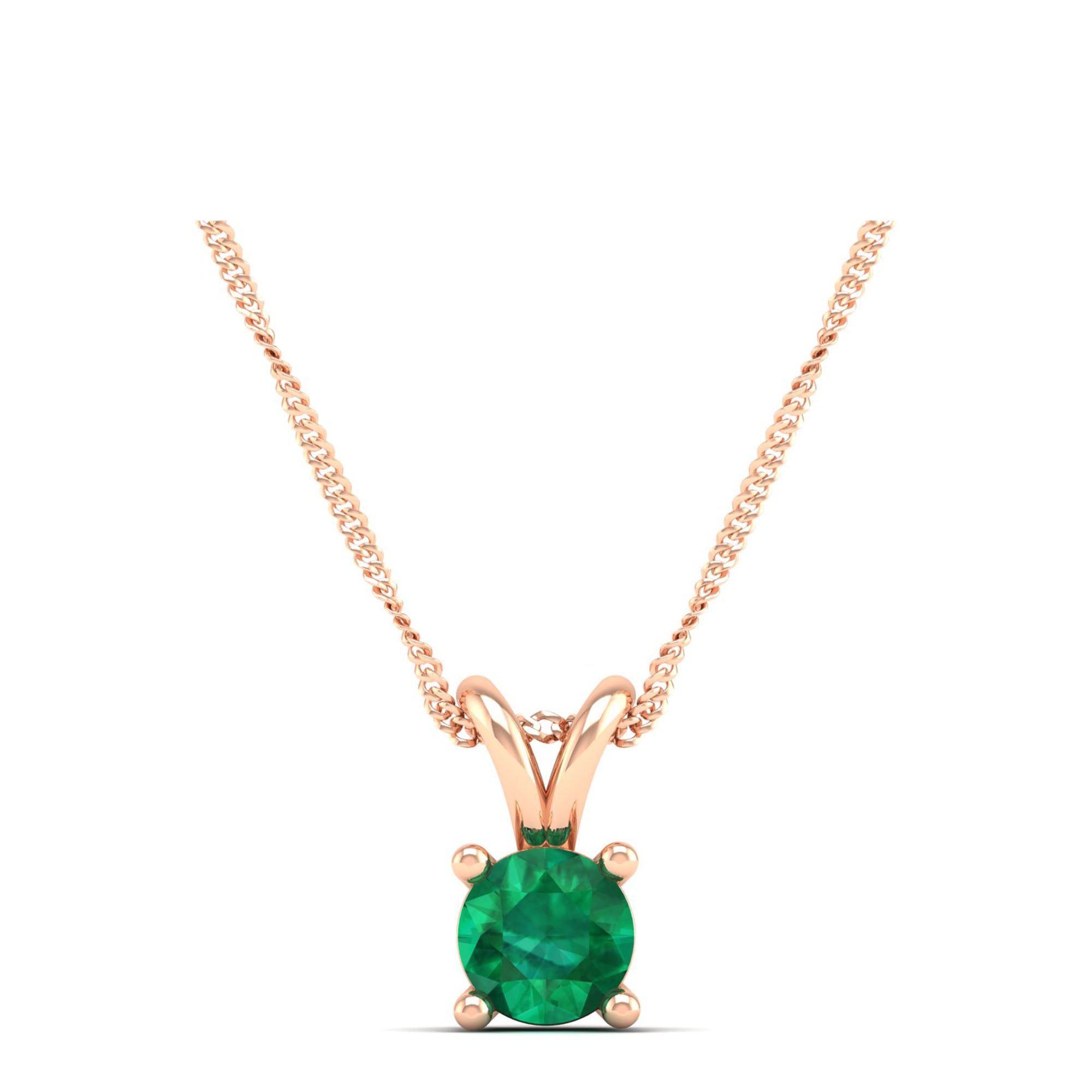 Round Cut Emerald Pendant 0.5 Carat