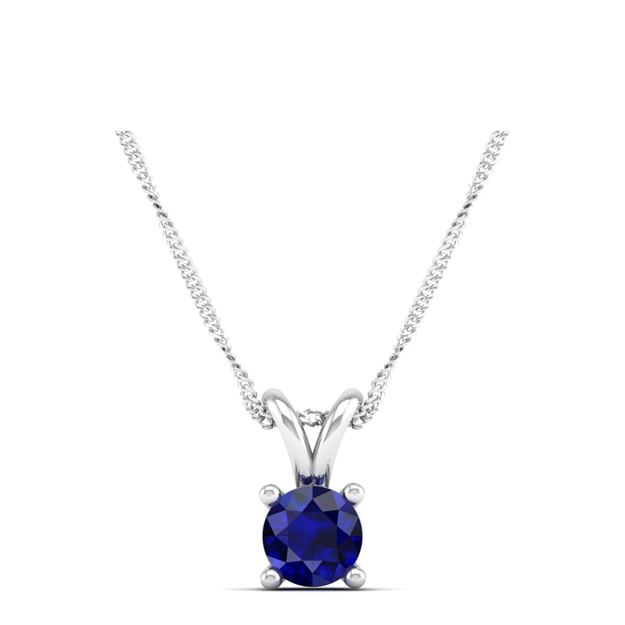 Round Cut Sapphire Pendant 0.5 Carat