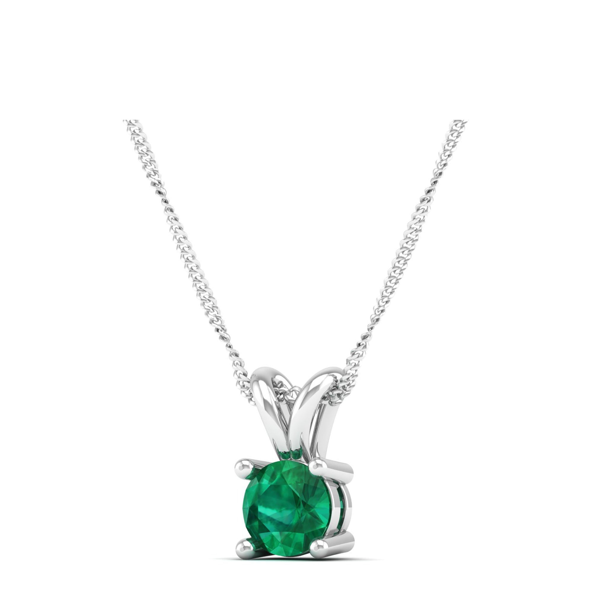 Round Cut Emerald Pendant 0.5 Carat