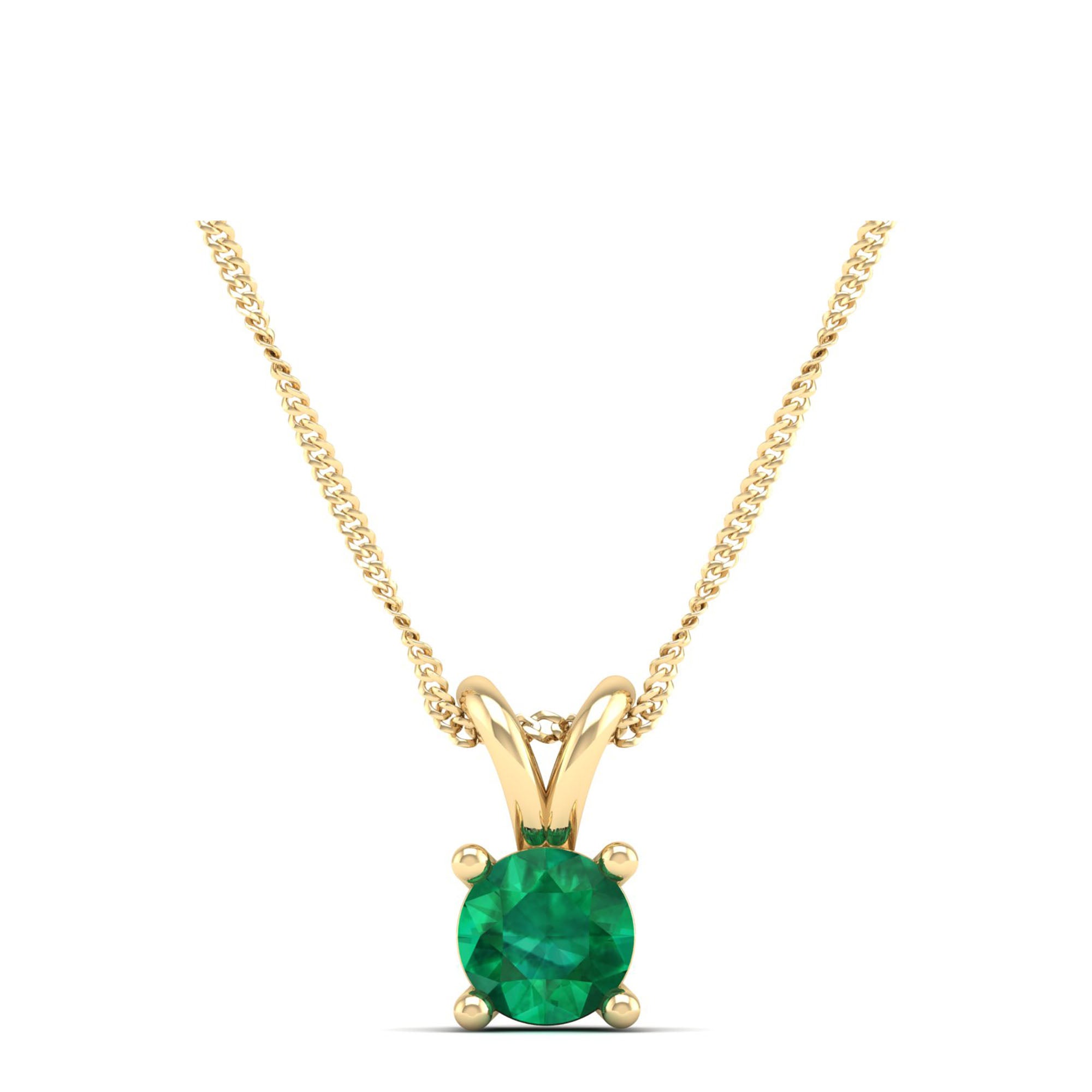Round Cut Emerald Pendant 0.5 Carat
