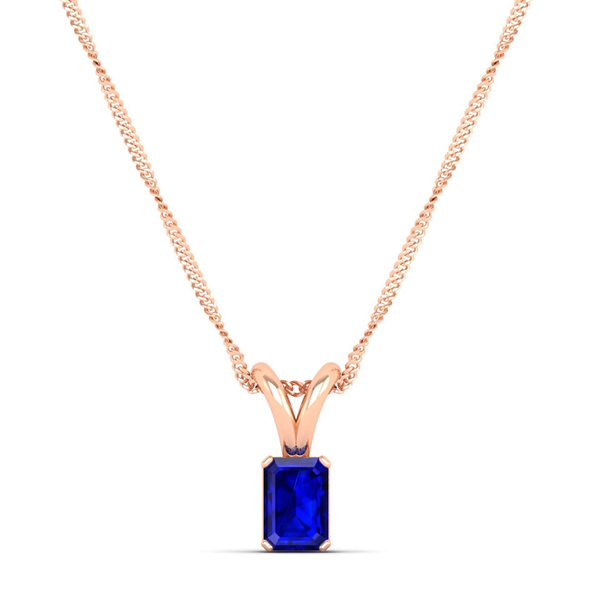 Emerald Cut Sapphire Pendant  0.50 Carat