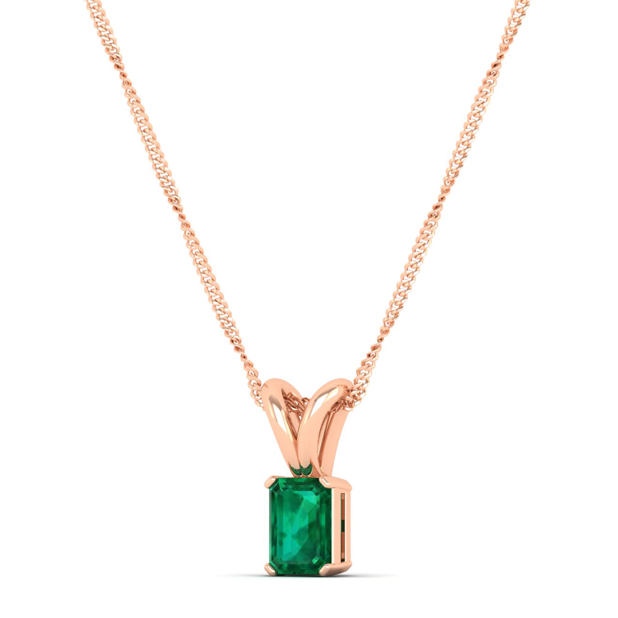 Emerald Cut Emerald  Pendant 0.50 Carat