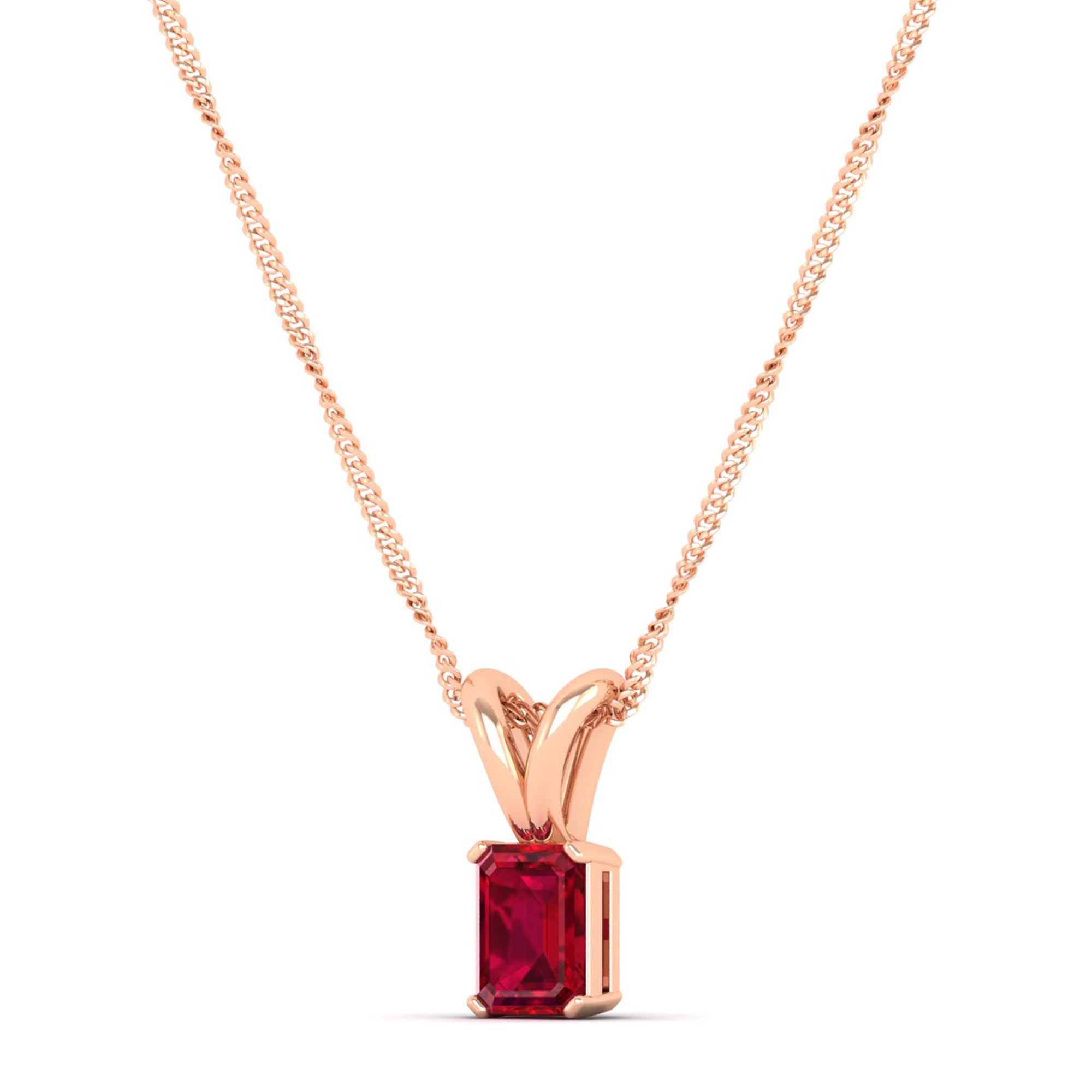 Emerald Cut Ruby Pendant  0.50 Carat