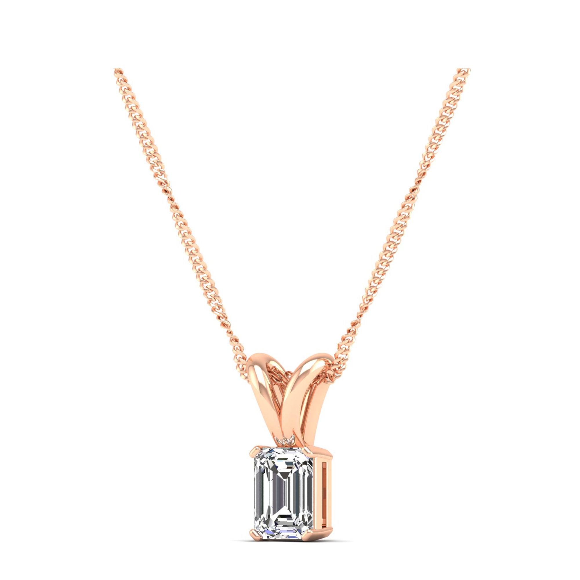 Emerald Cut Lab Grown Diamond Pendant 0.50 Carat