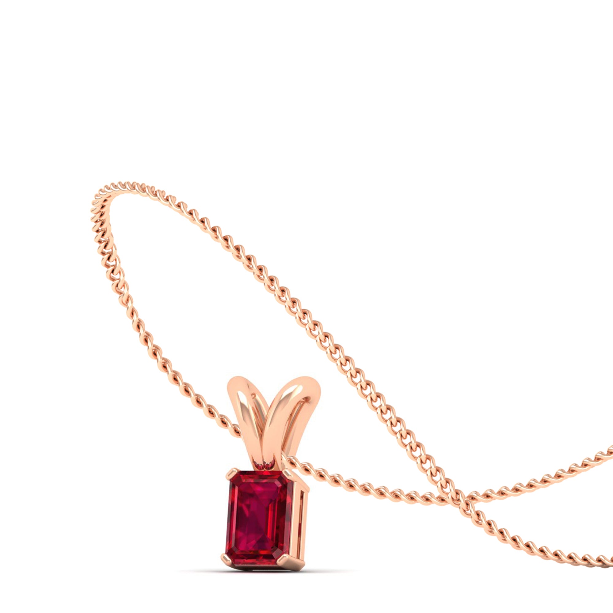 Emerald Cut Ruby Pendant  0.50 Carat