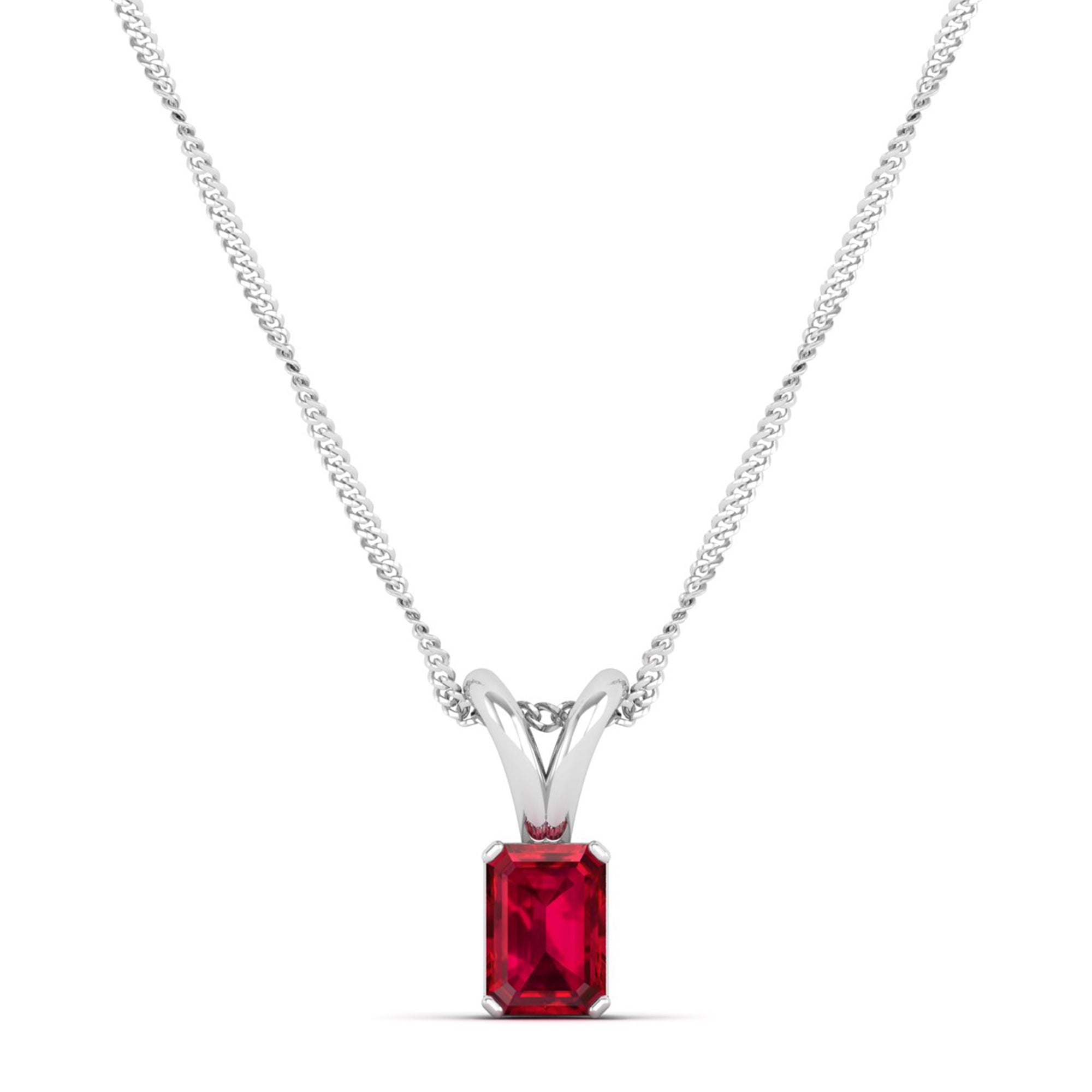 Emerald Cut Ruby Pendant  0.50 Carat