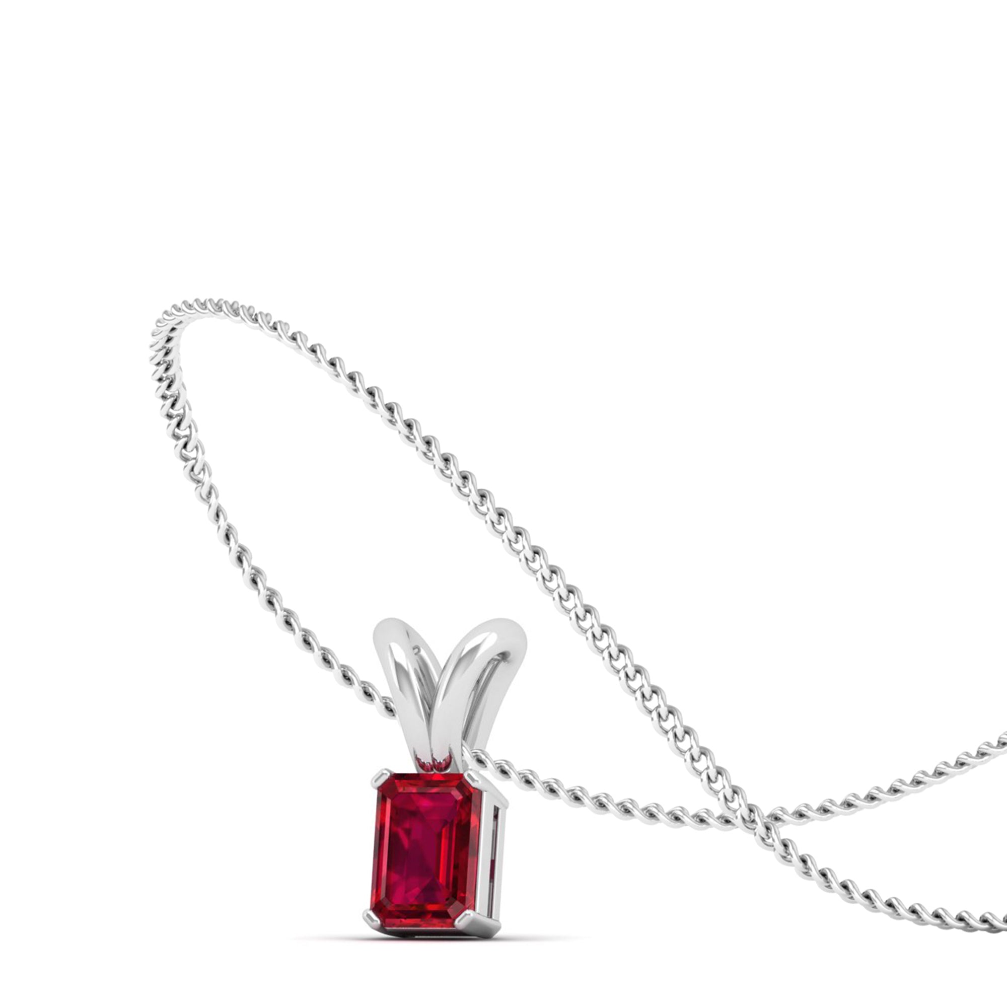 Emerald Cut Ruby Pendant  0.50 Carat