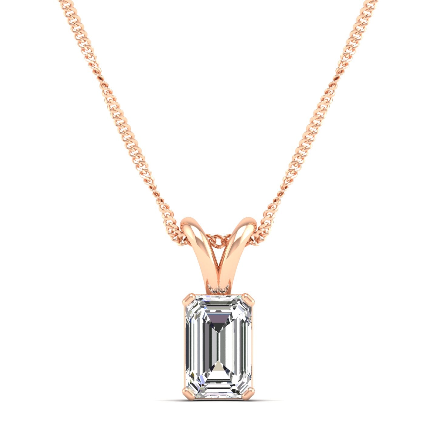 Emerald Cut Lab Grown Diamond Pendant  1.0 Carat