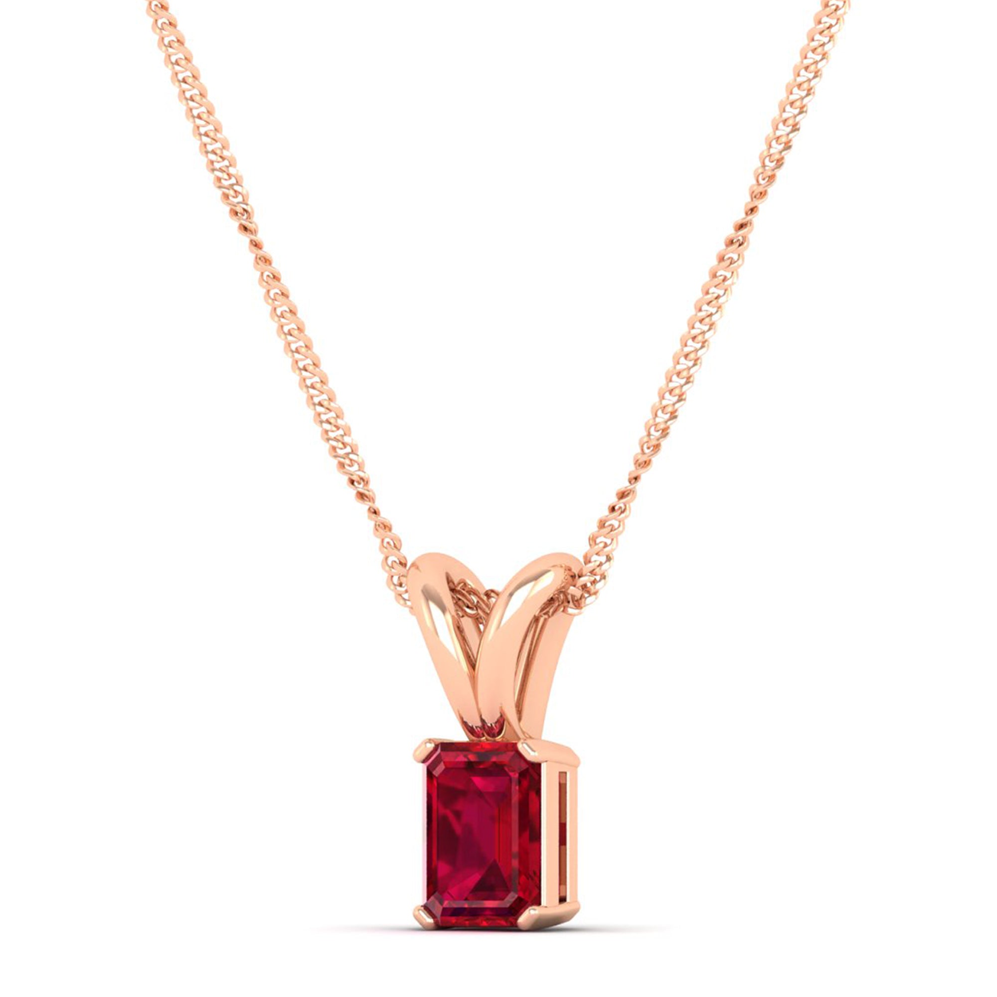 Emerald Cut Ruby Gemstone Pendant  1.0 Carat