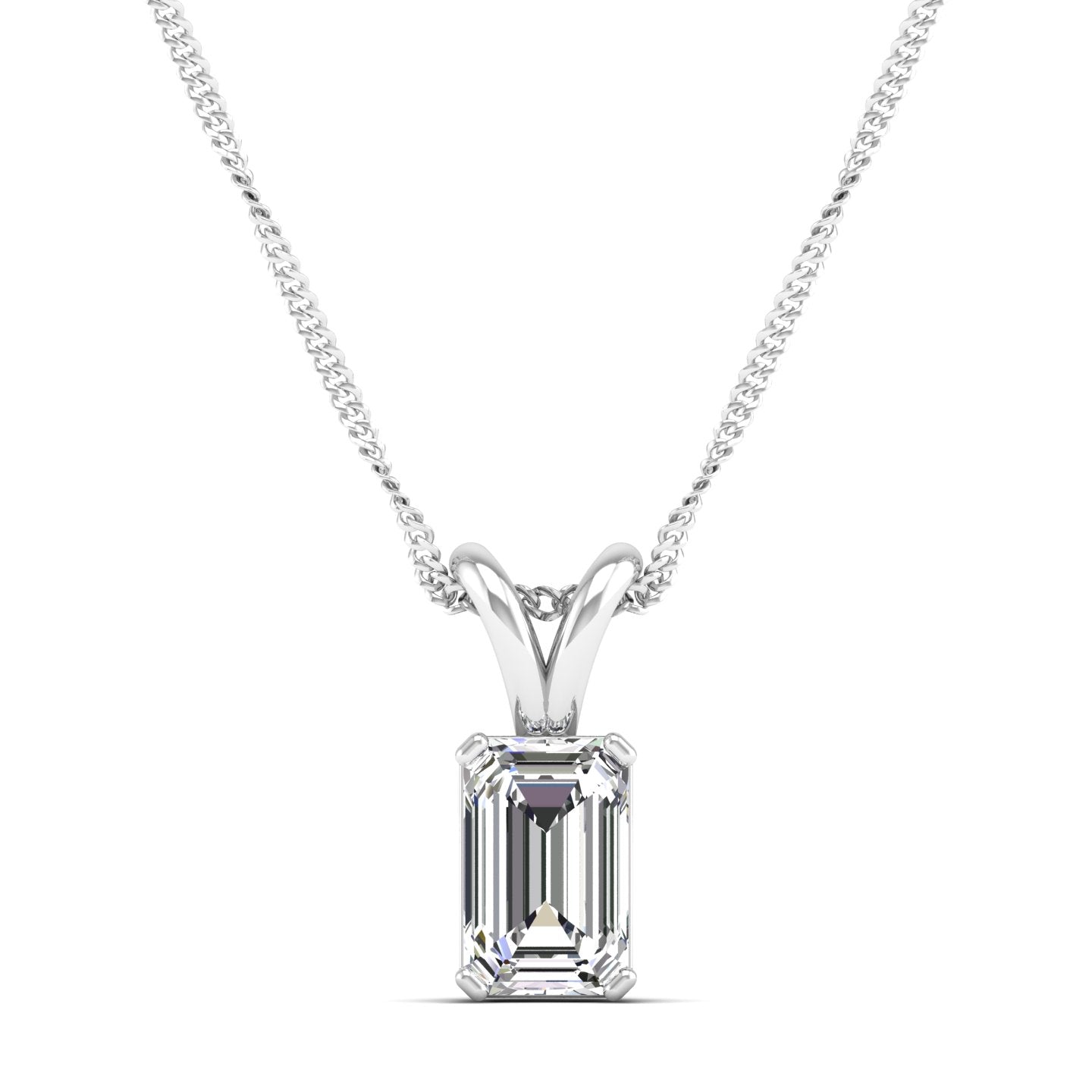 Emerald Cut Lab Grown Diamond Pendant  1.0 Carat
