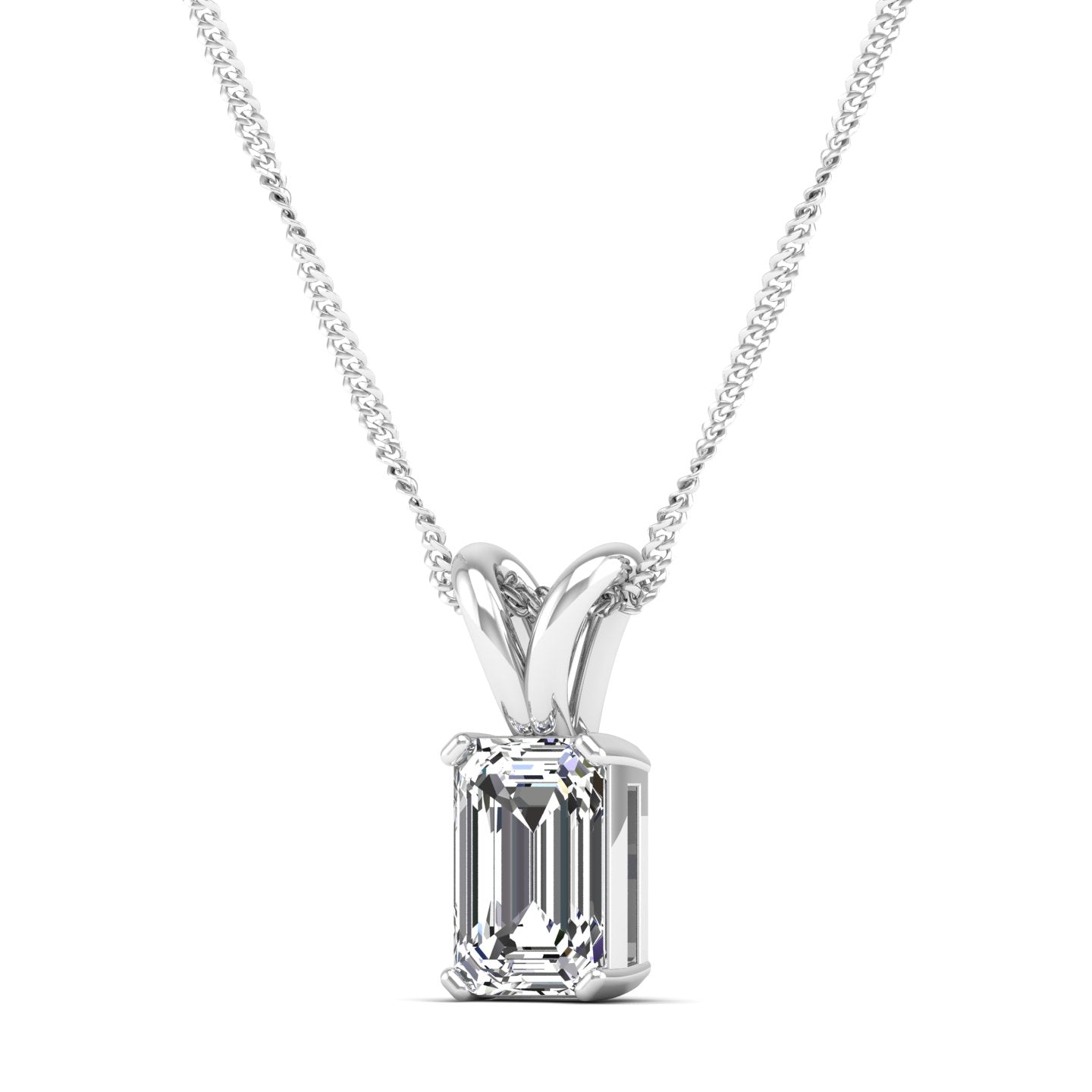Emerald Cut Lab Grown Diamond Pendant  1.0 Carat