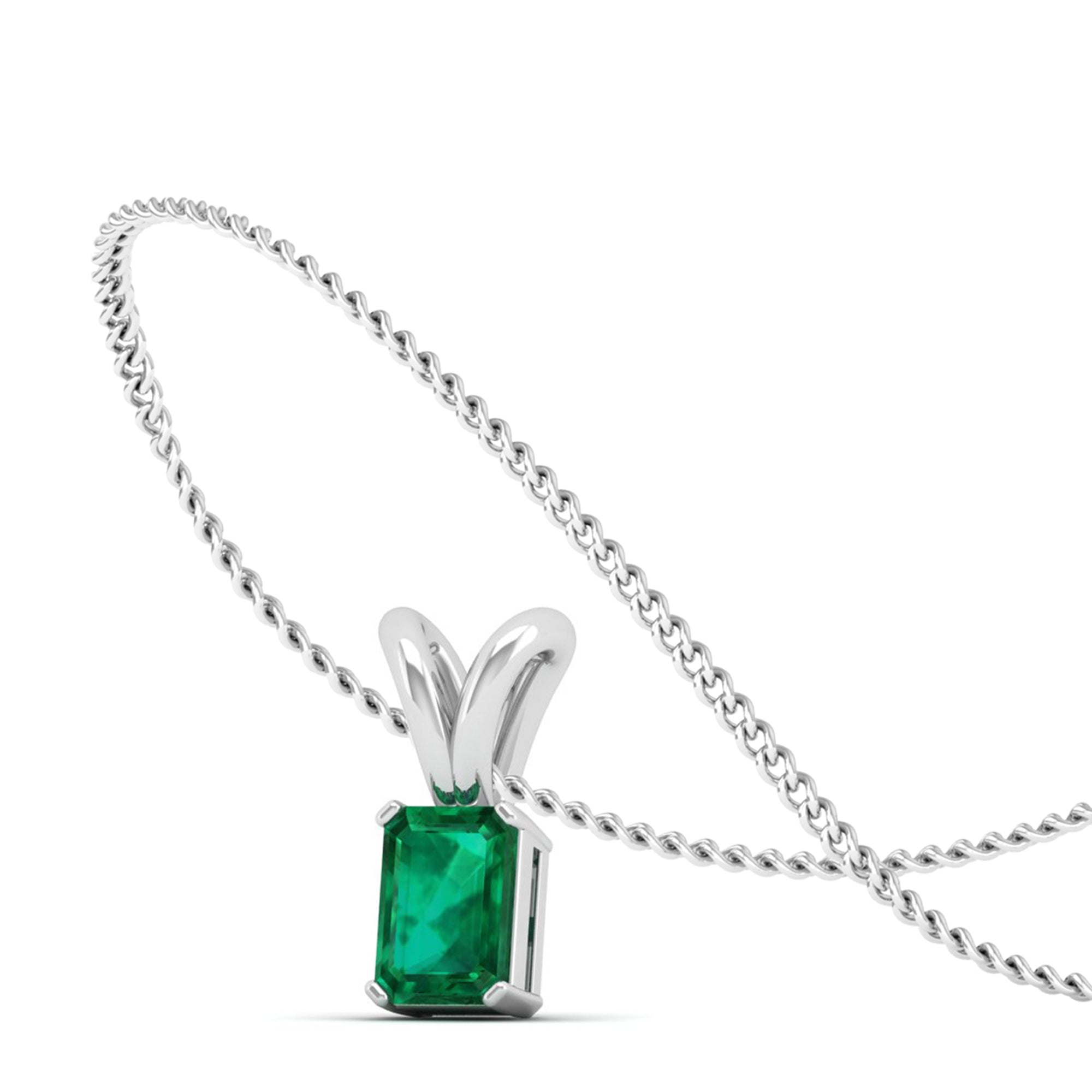Emerald Cut Emerald Gemstone Pendant  1.0 Carat