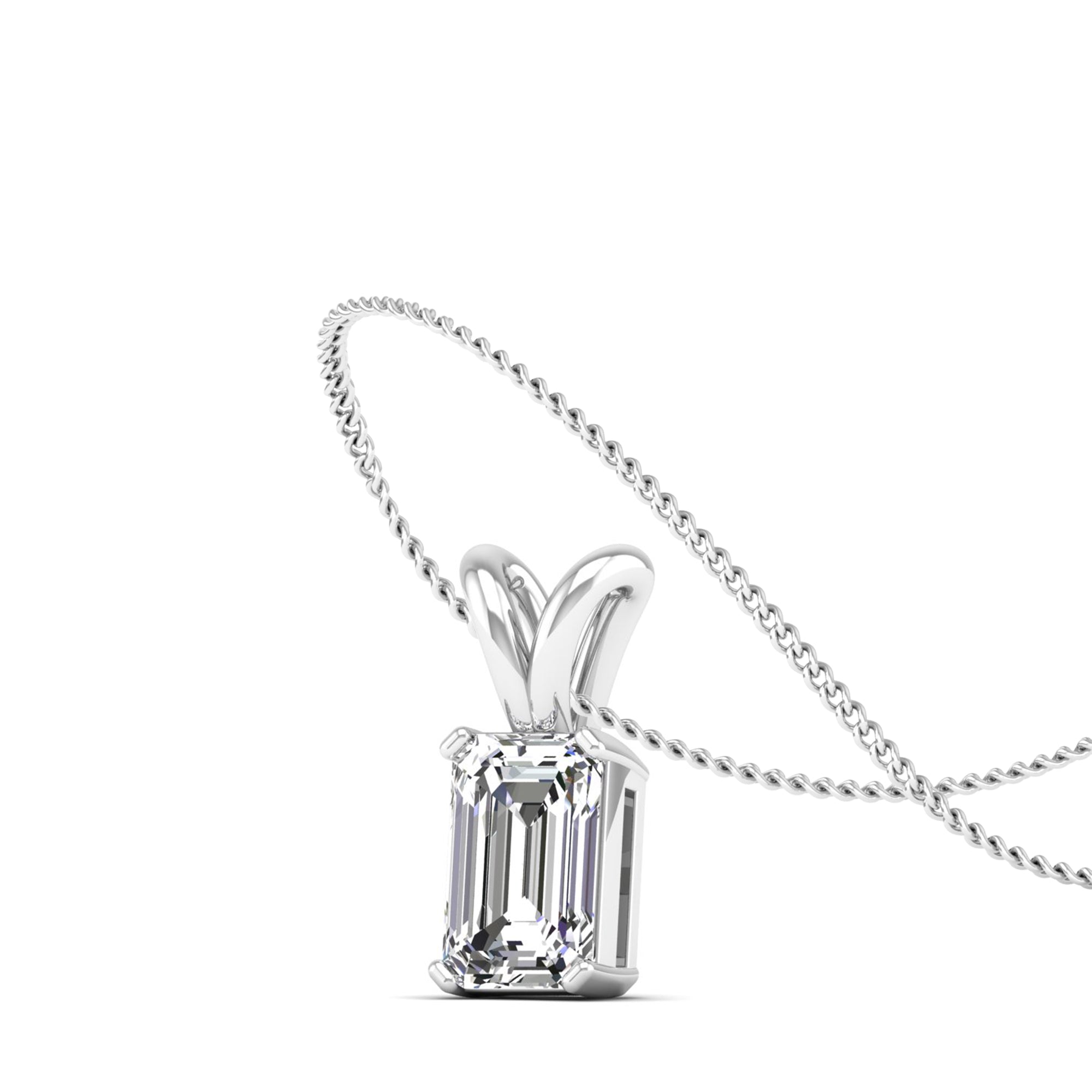 Emerald Cut Lab Grown Diamond Pendant  1.0 Carat