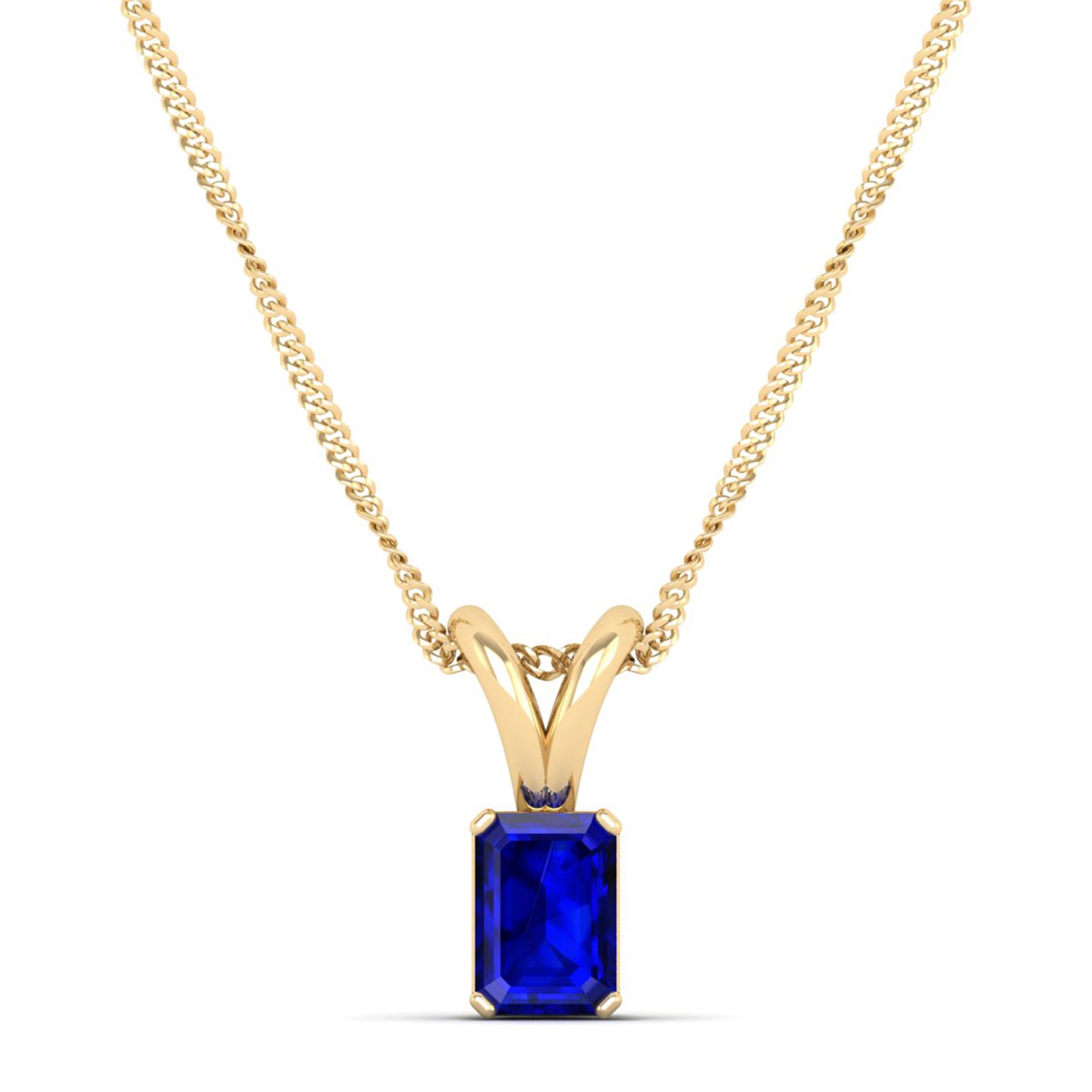 Emerald Cut Sapphire Gemstone Pendant  1.0 Carat