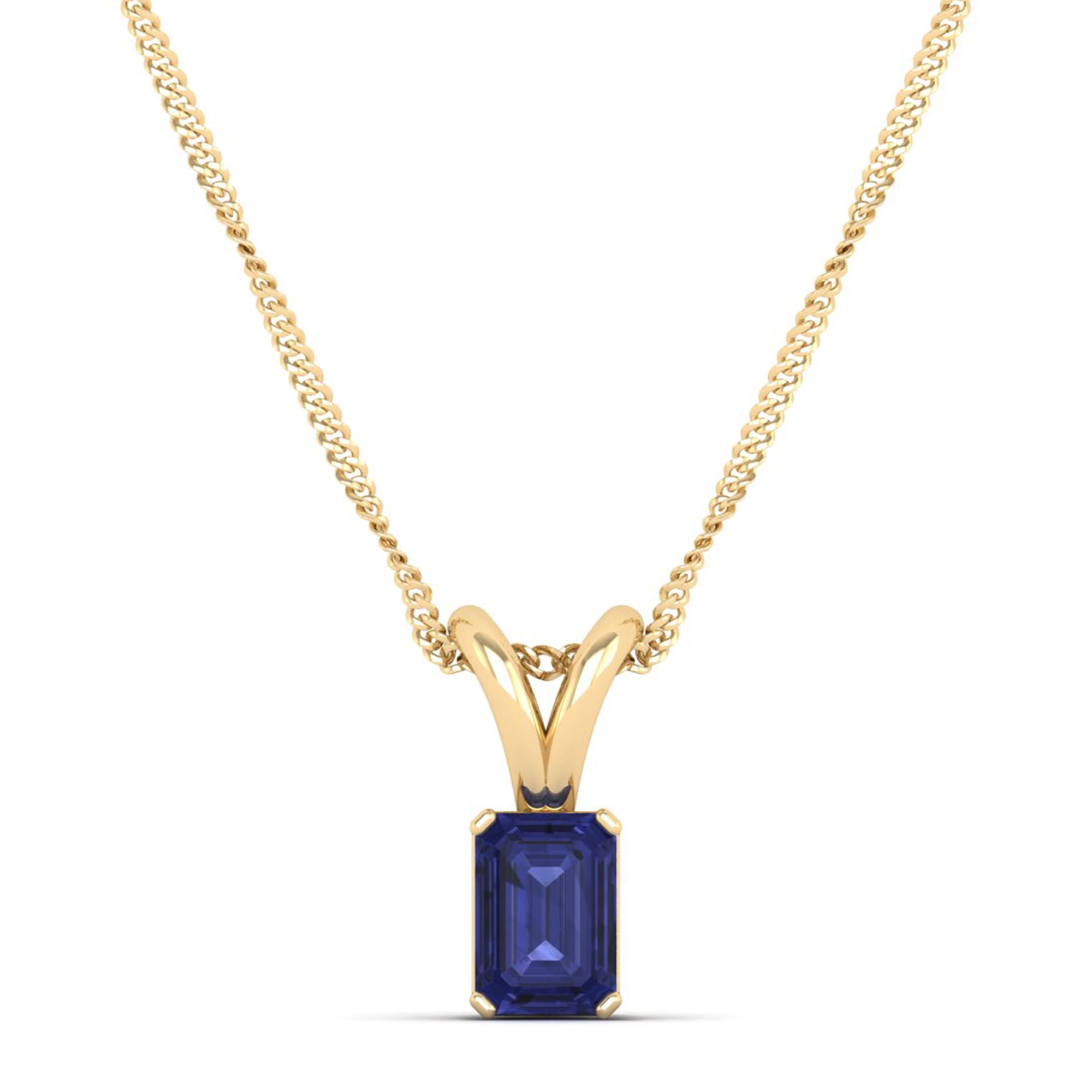 Emerald Cut Tanzanite Gemstone Pendant  1.0 Carat