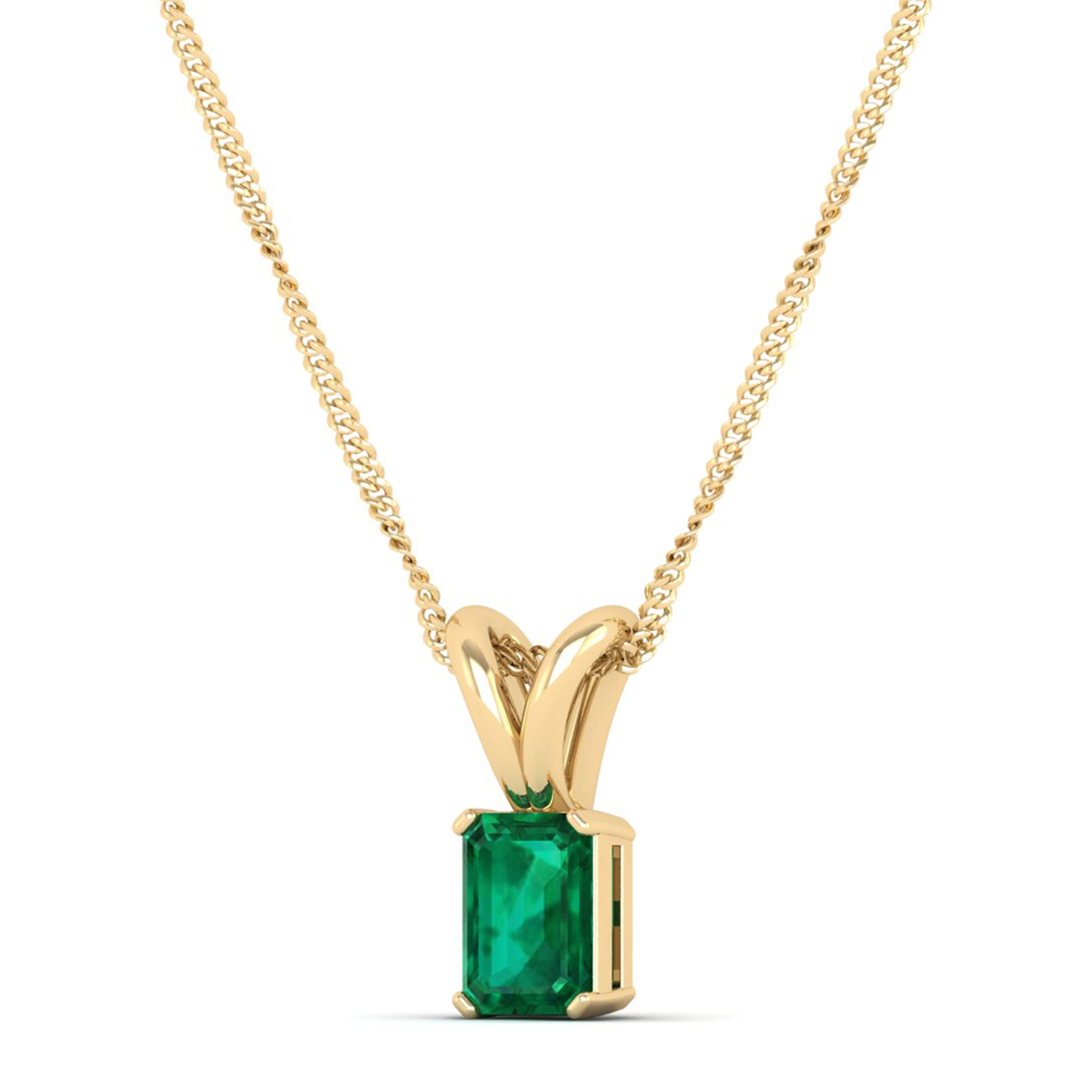 Emerald Cut Emerald Gemstone Pendant  1.0 Carat