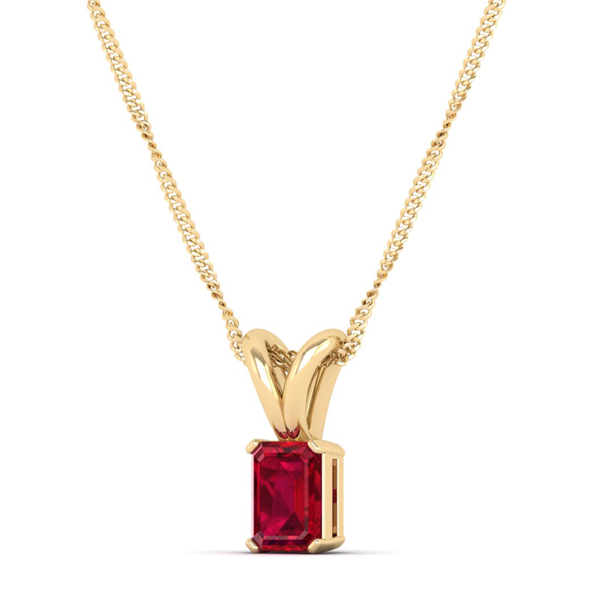 Emerald Cut Ruby Gemstone Pendant  1.0 Carat