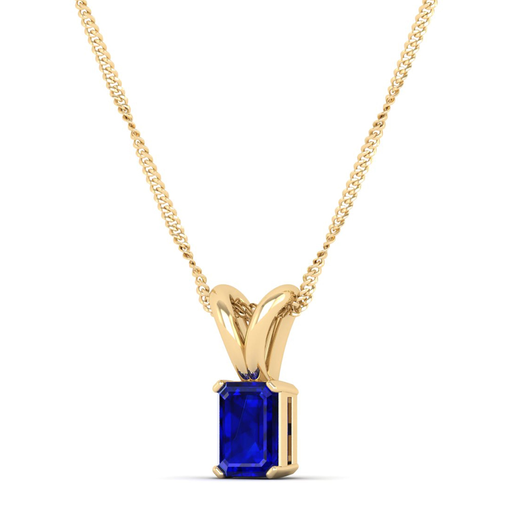 Emerald Cut Sapphire Gemstone Pendant  1.0 Carat