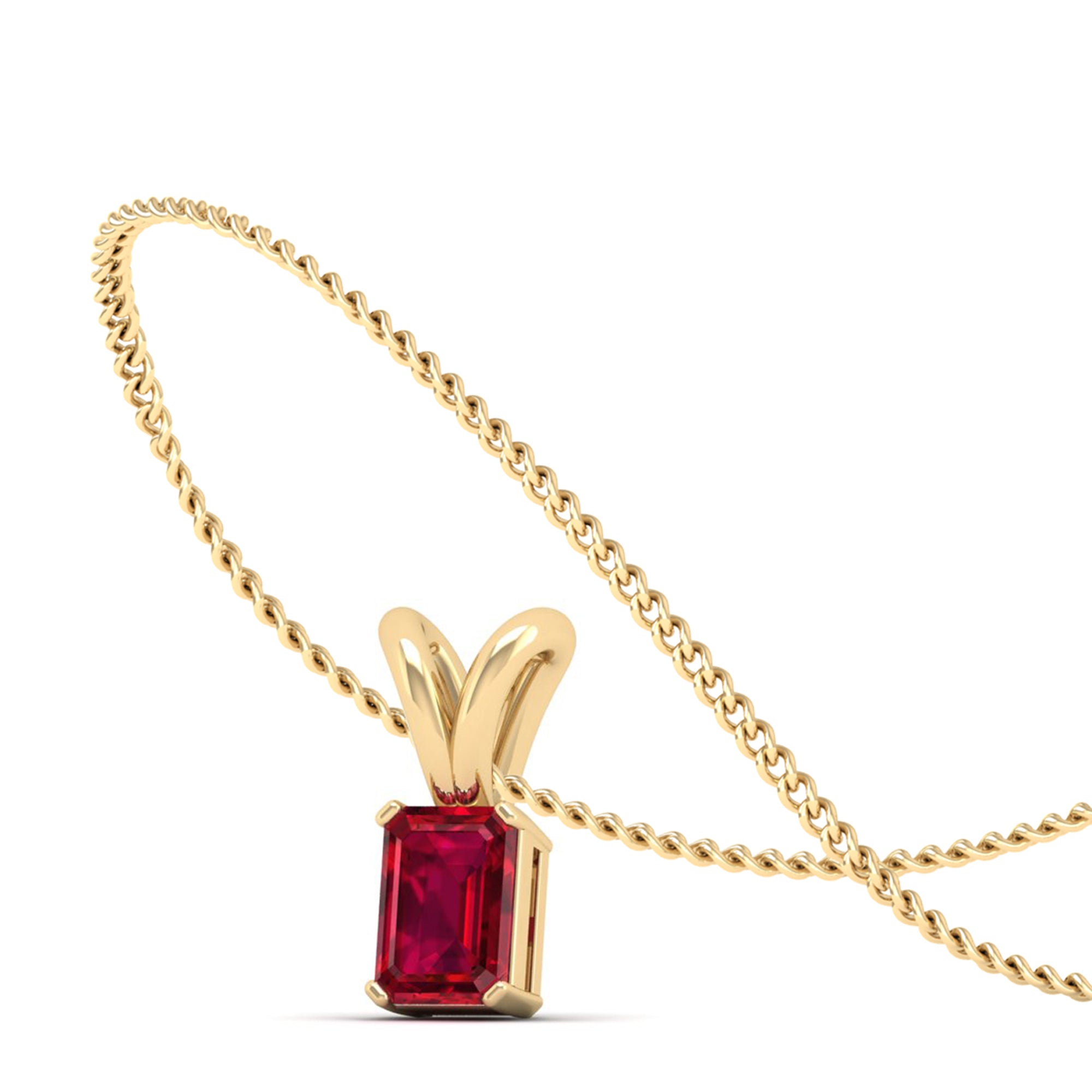 Emerald Cut Ruby Gemstone Pendant  1.0 Carat