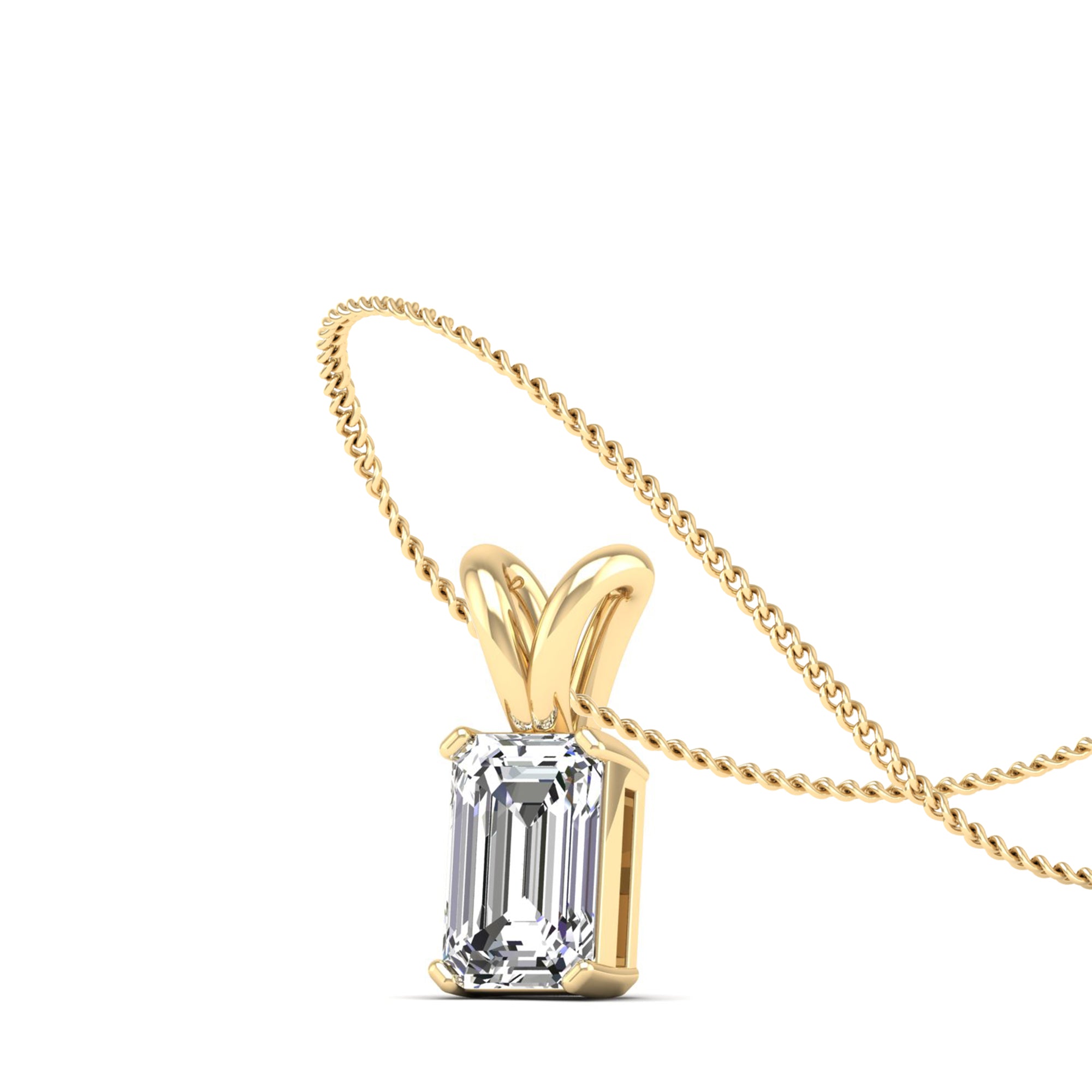 Emerald Cut Lab Grown Diamond Pendant  1.0 Carat