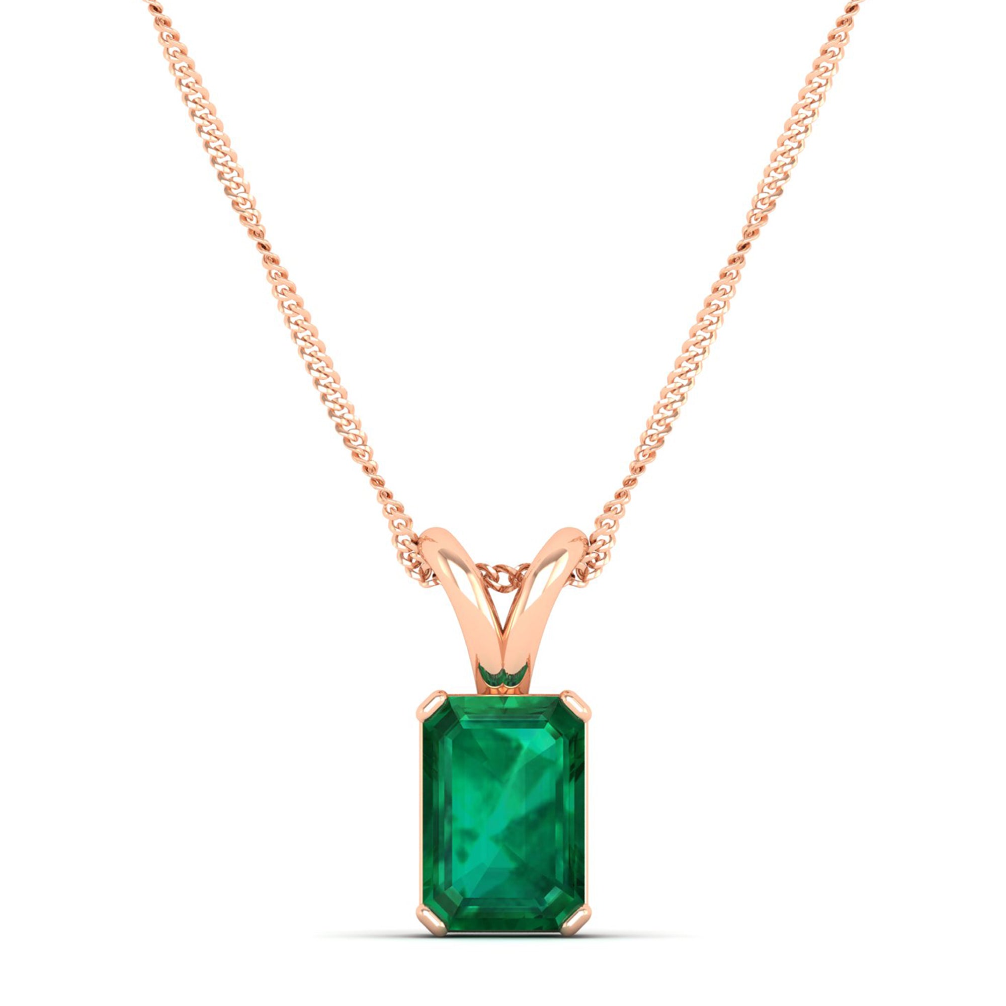 Emerald Cut Emerald Gemstone Pendant  1.50 Carat