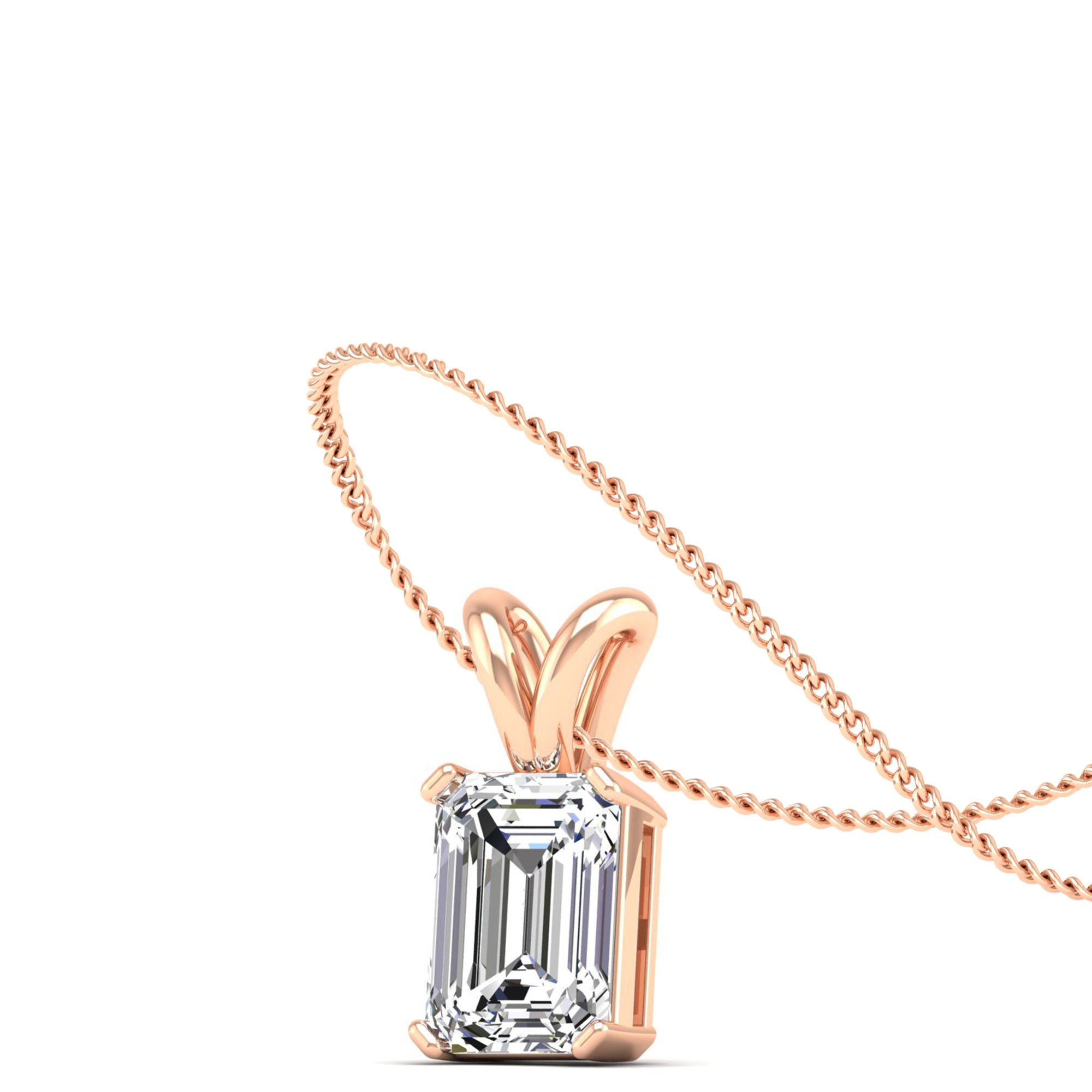 Emerald Cut Lab Grown Diamond Pendant  1.50 Carat