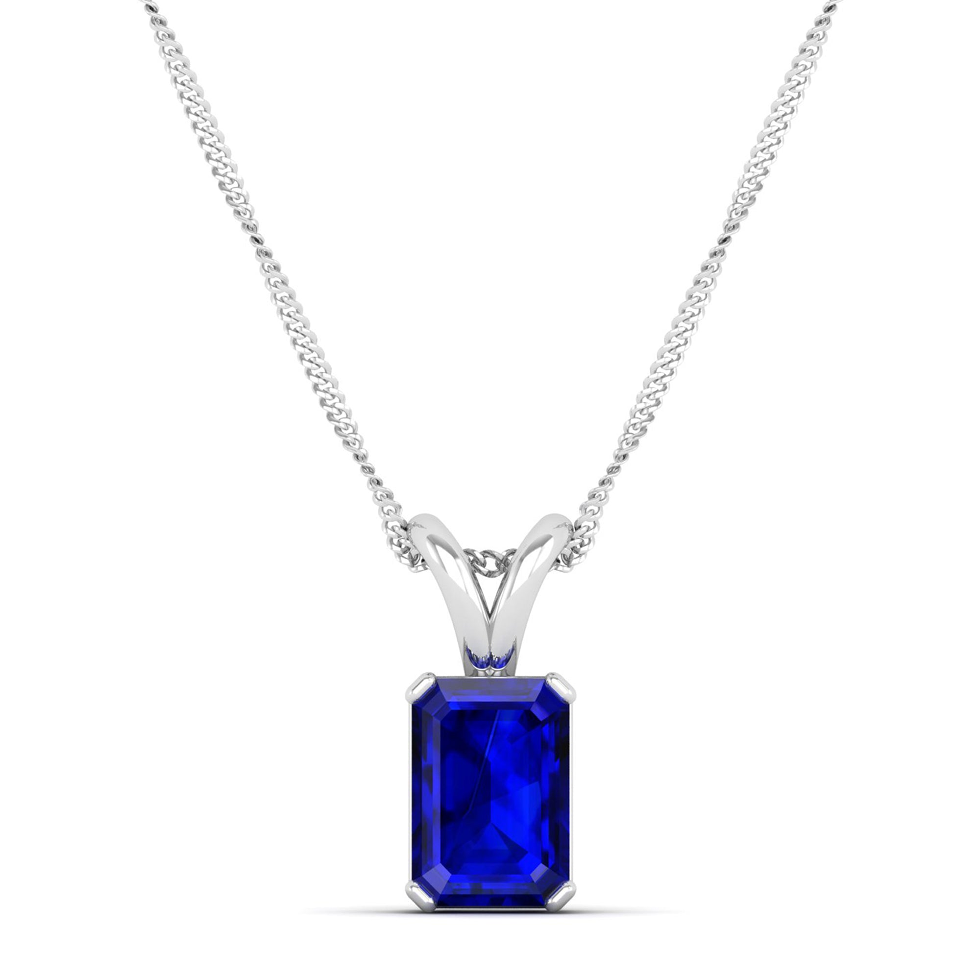 Emerald Cut Sapphire Gemstone Pendant  1.50 Carat