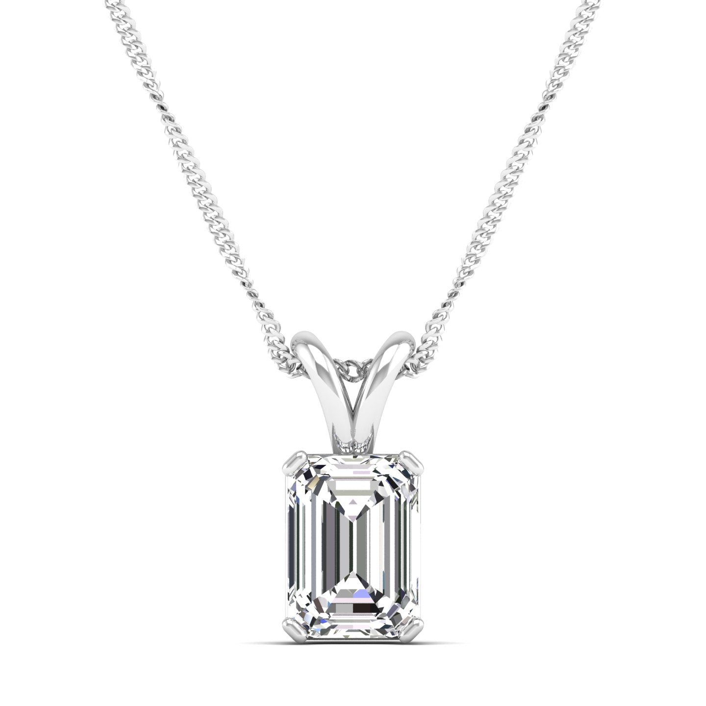 Emerald Cut Lab Grown Diamond Pendant  1.50 Carat